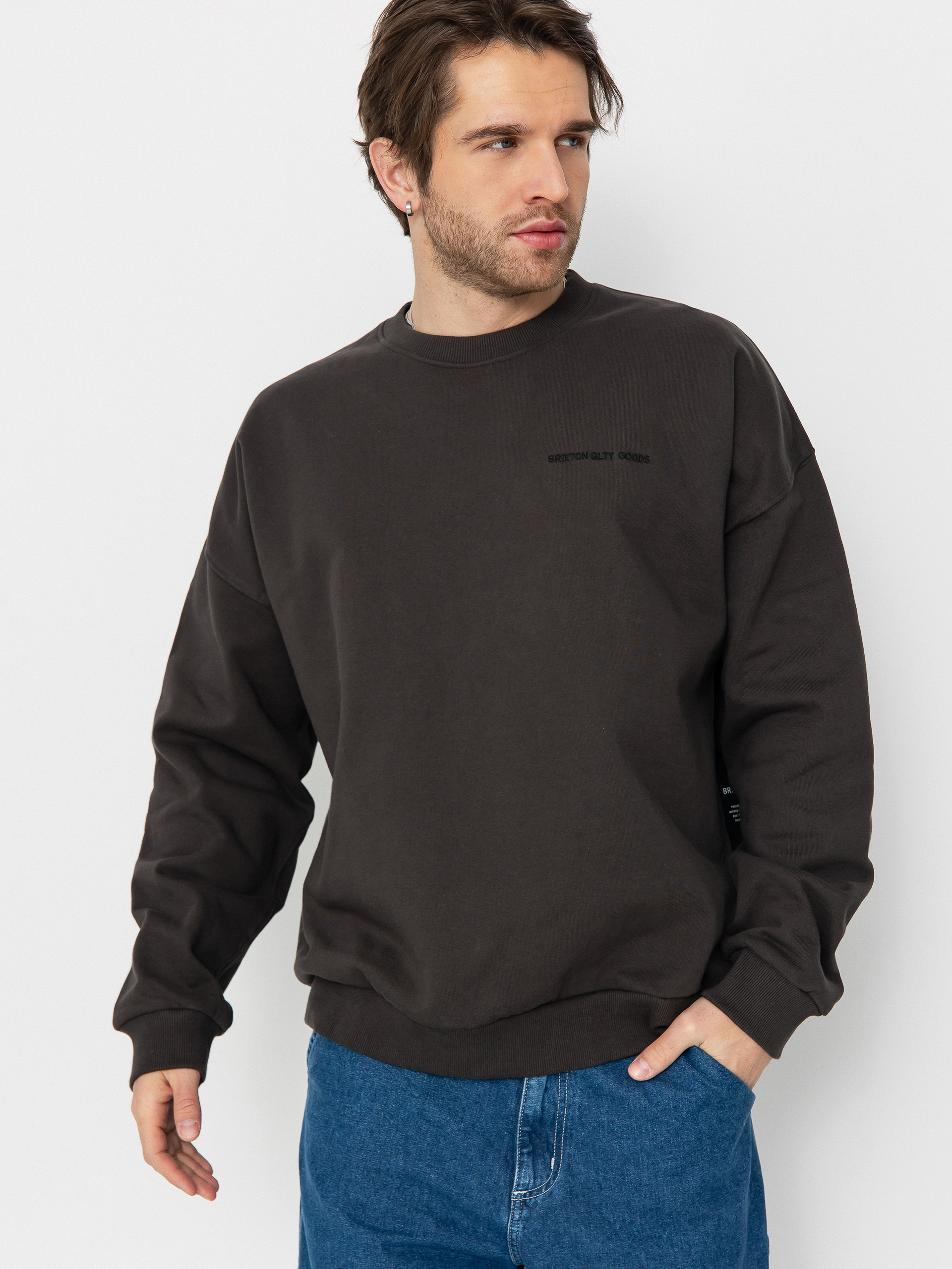 Hanorac Brixton Embroidered Heavy Weight Crew (washed black)