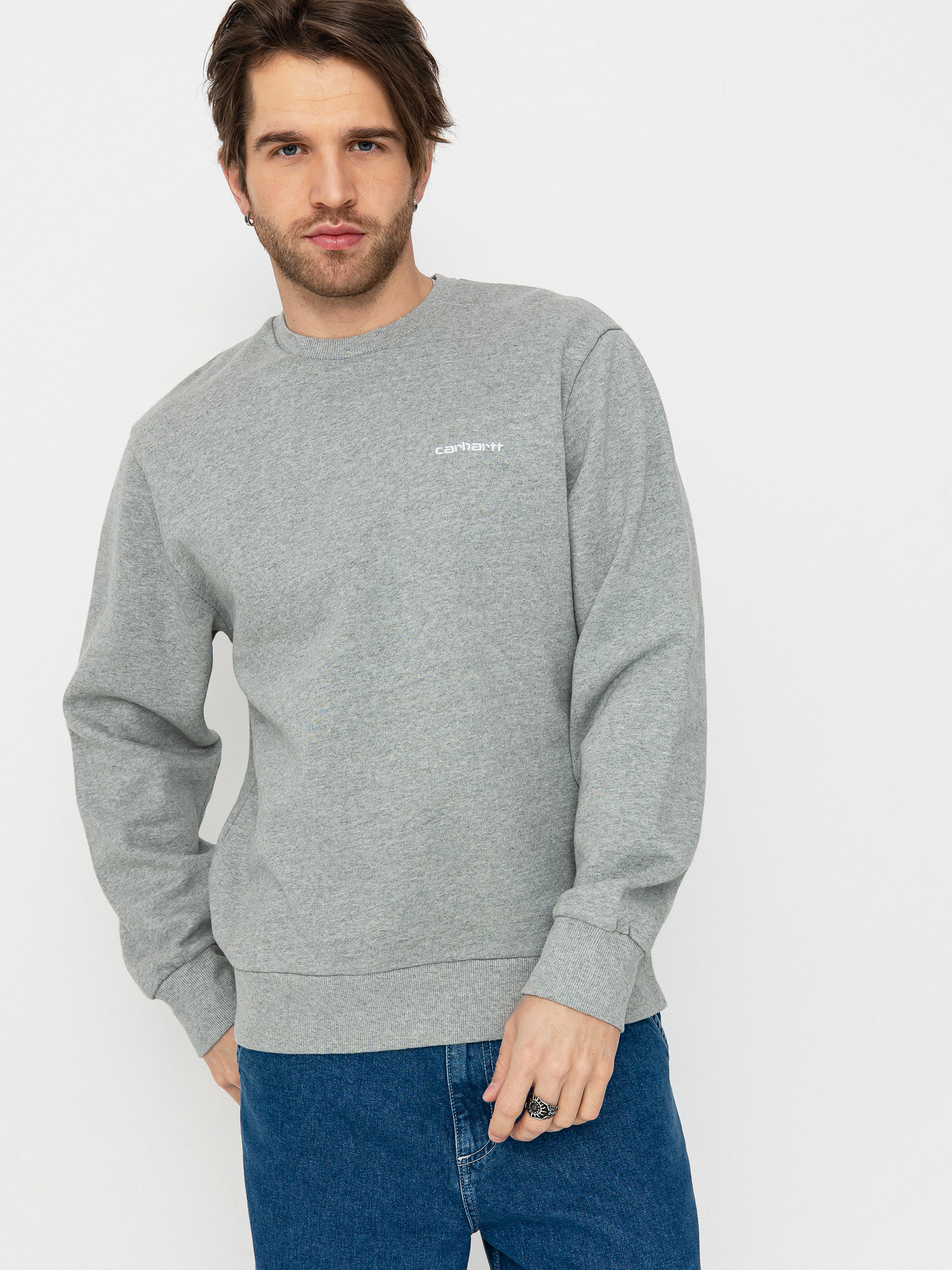Hanorac Carhartt WIP Script Embroidery (grey heather/white)