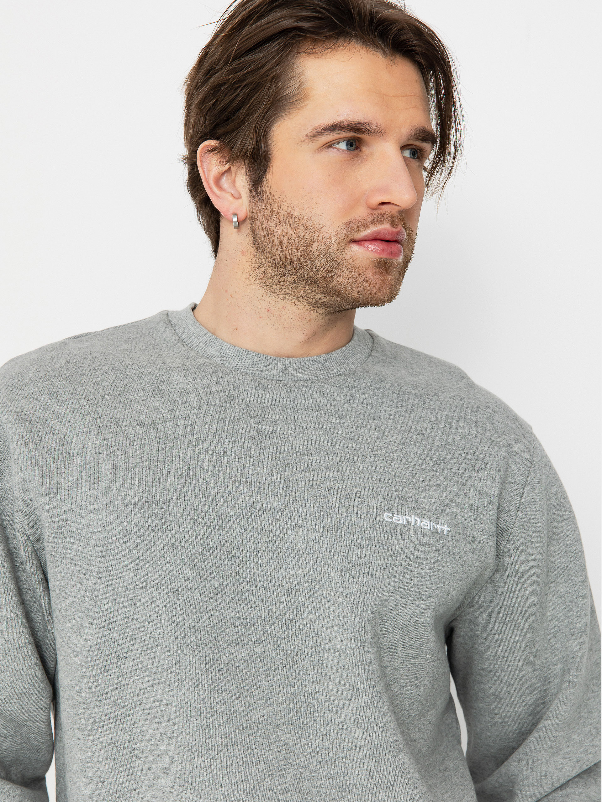 Hanorac Carhartt WIP Script Embroidery (grey heather/white)