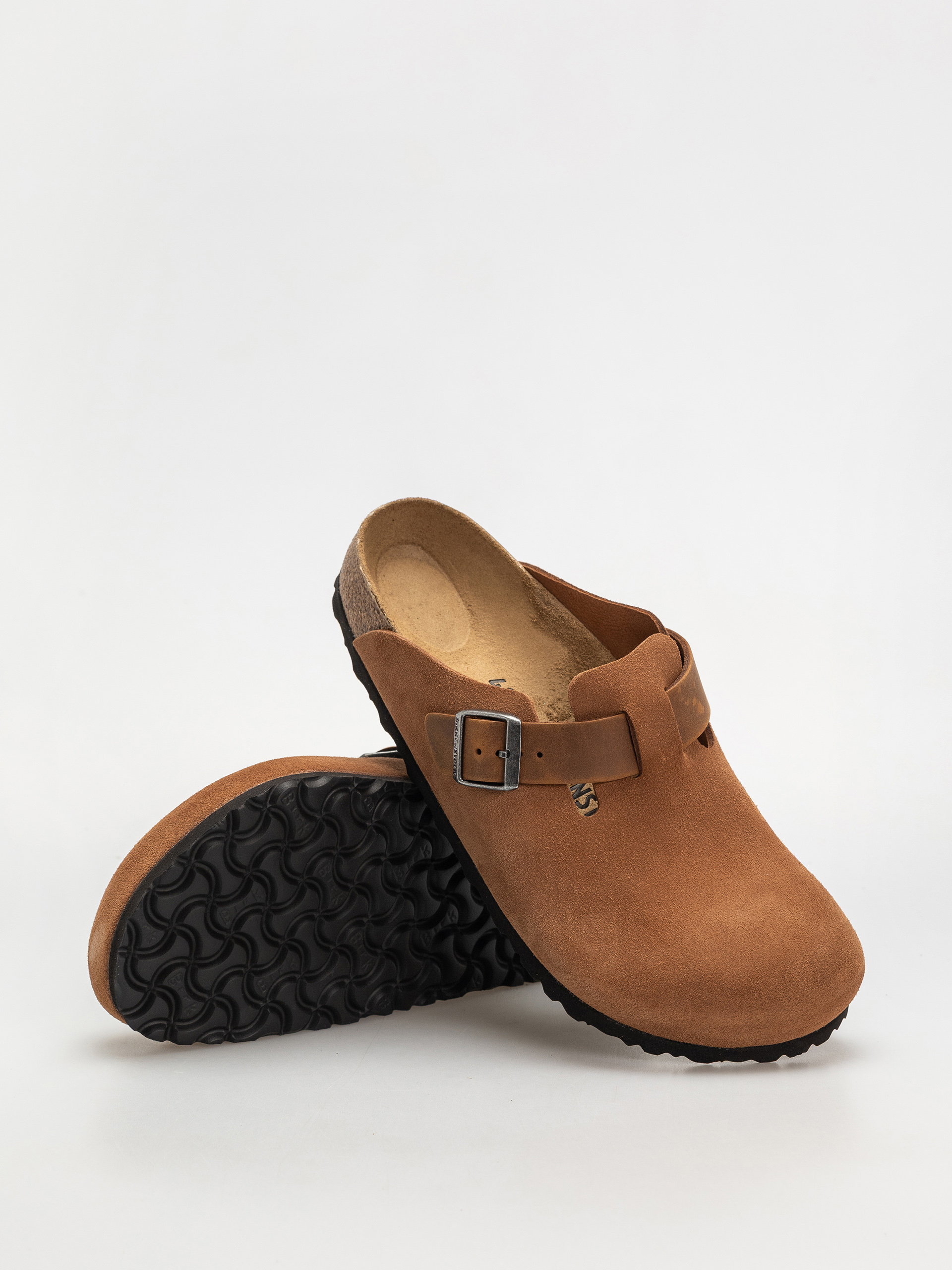 Șlapi Birkenstock Boston Suede Oiled Leather Regular (cognac)