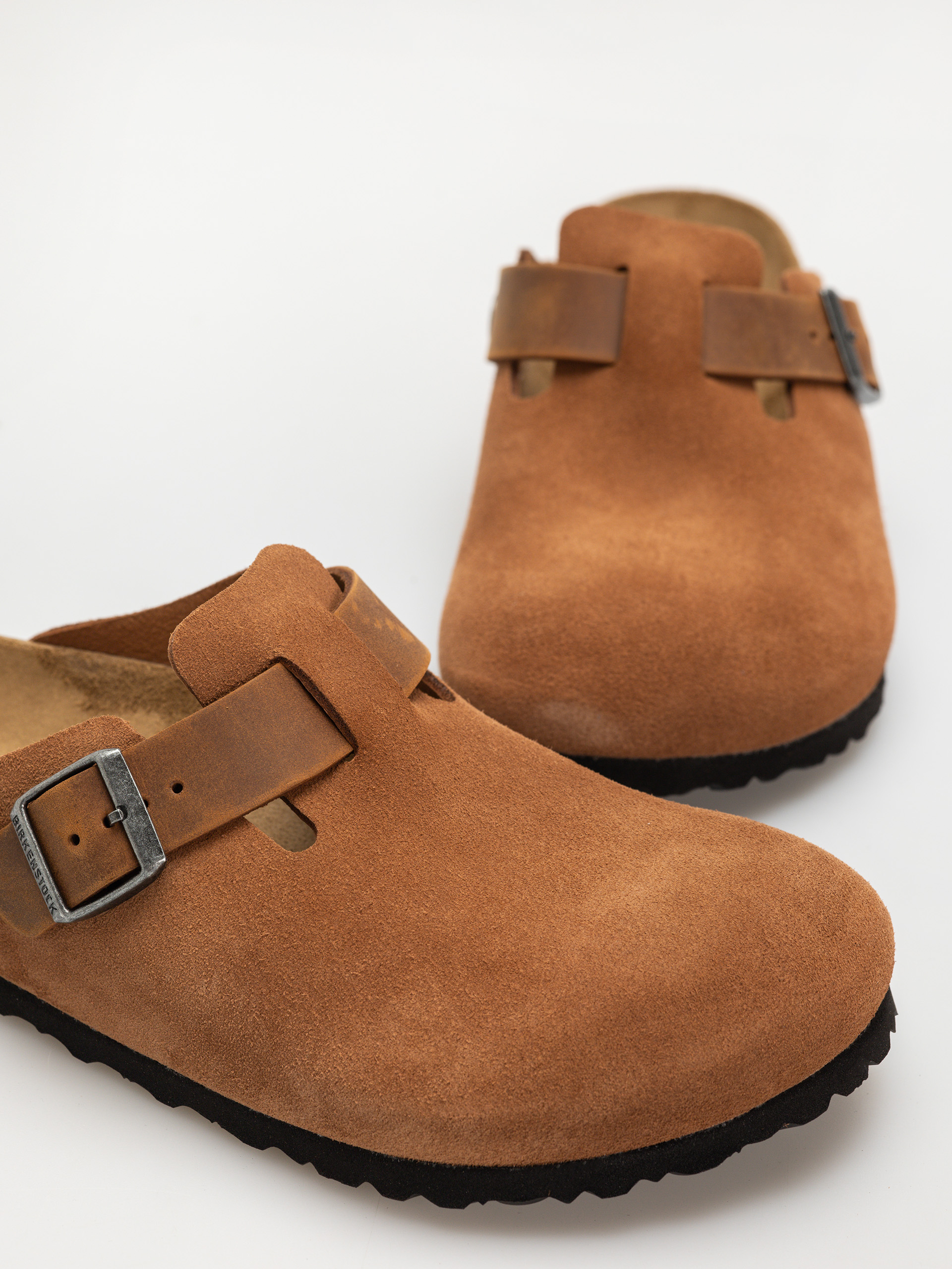 Șlapi Birkenstock Boston Suede Oiled Leather Regular (cognac)