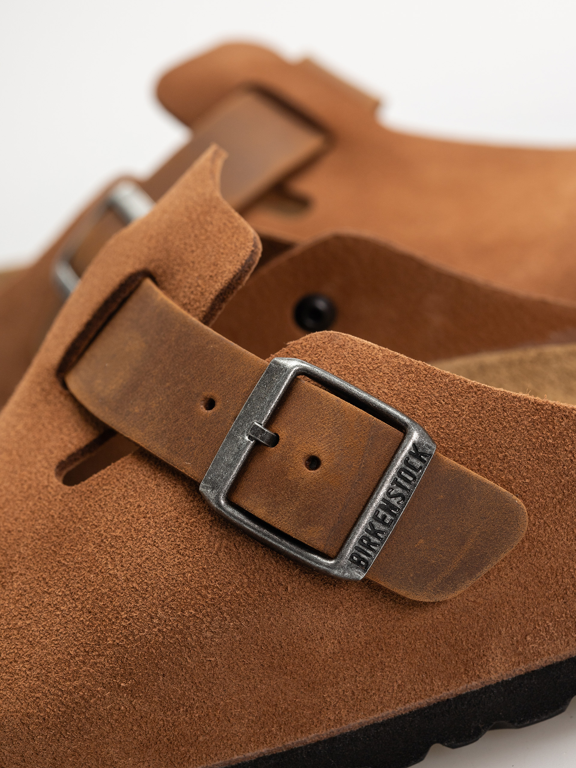 Șlapi Birkenstock Boston Suede Oiled Leather Regular (cognac)