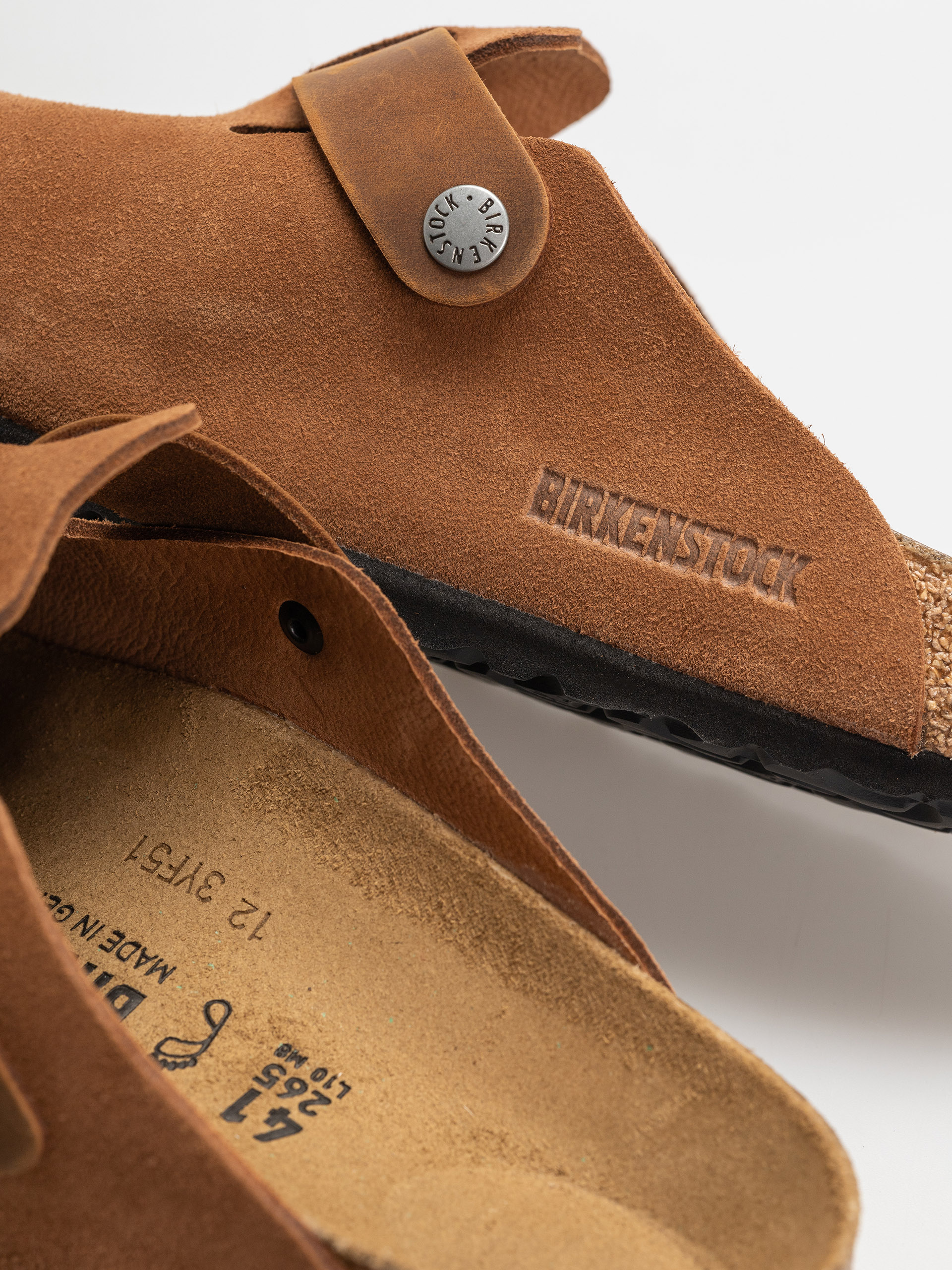 Șlapi Birkenstock Boston Suede Oiled Leather Regular (cognac)