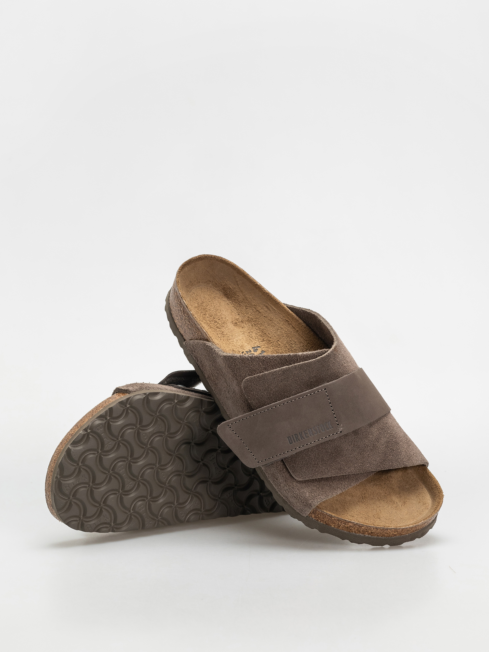 Șlapi Birkenstock Kyoto Nubuck Suede Leather Regular (concrete gray)