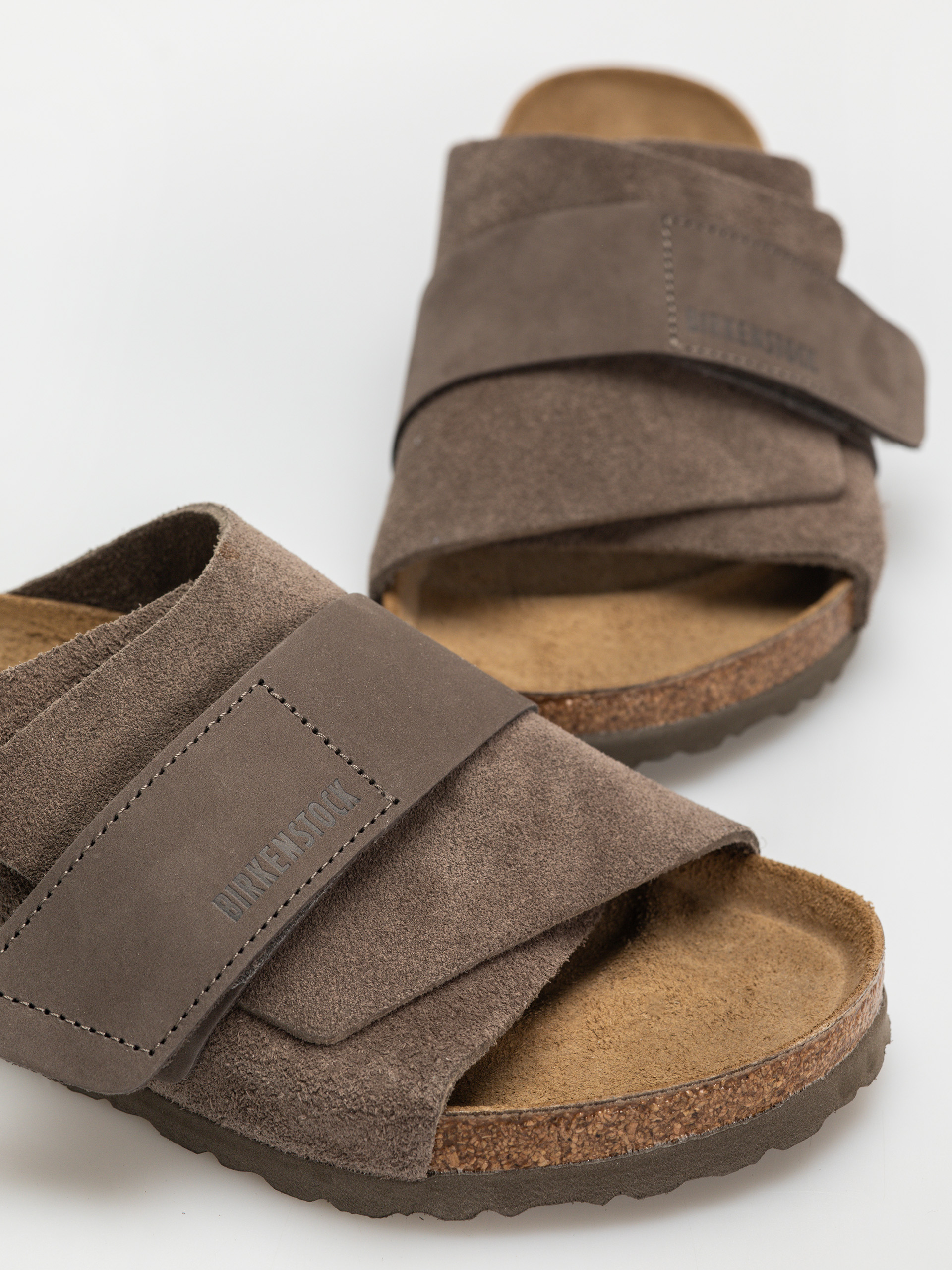 Șlapi Birkenstock Kyoto Nubuck Suede Leather Regular (concrete gray)