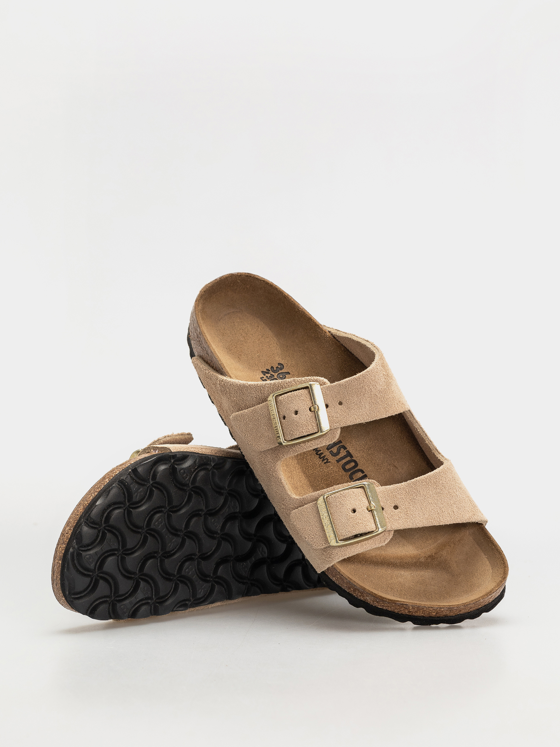 Șlapi Birkenstock Arizona Suede Leather Narrow Wmn (sandcastle)