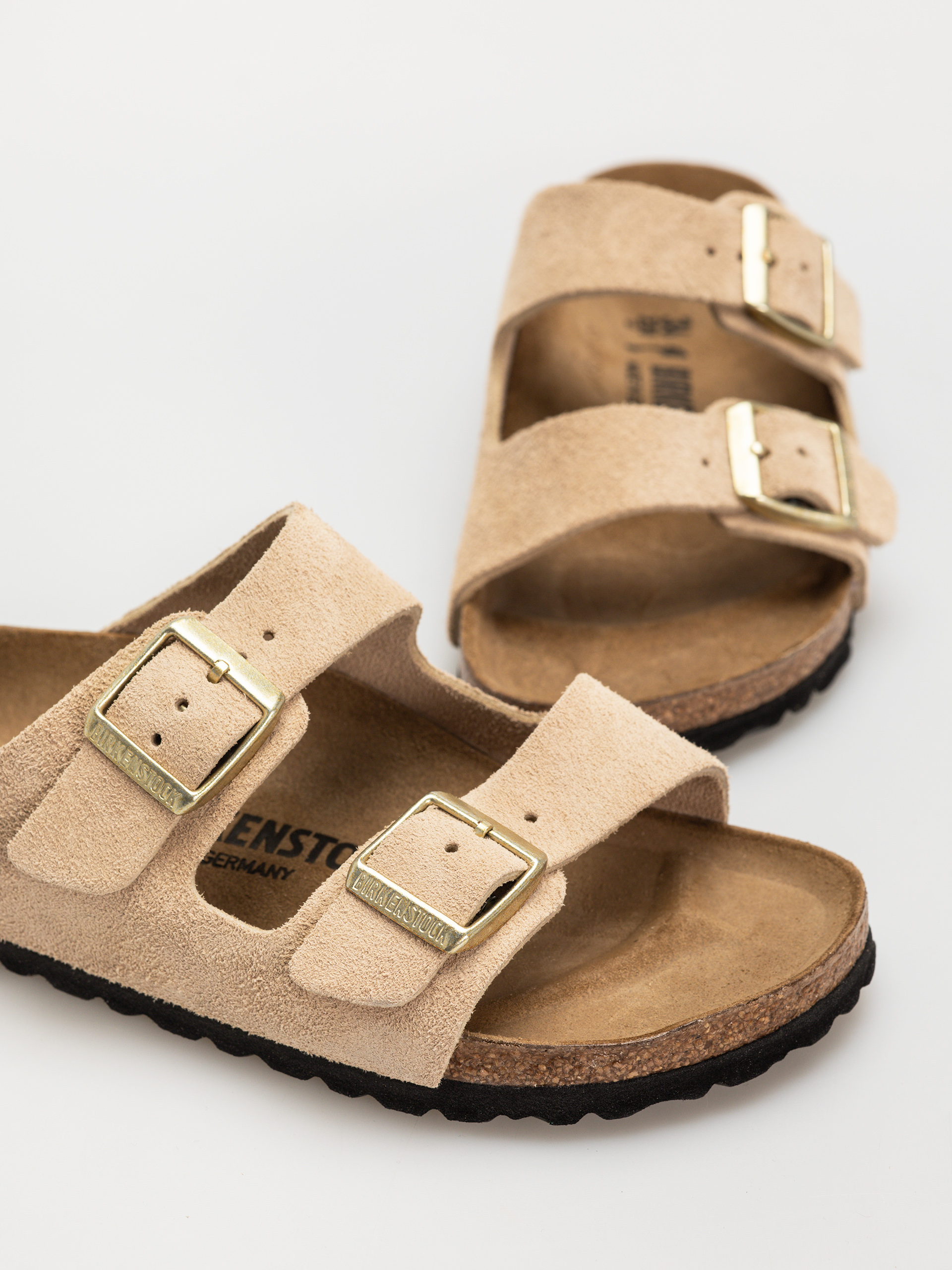 Șlapi Birkenstock Arizona Suede Leather Narrow Wmn (sandcastle)