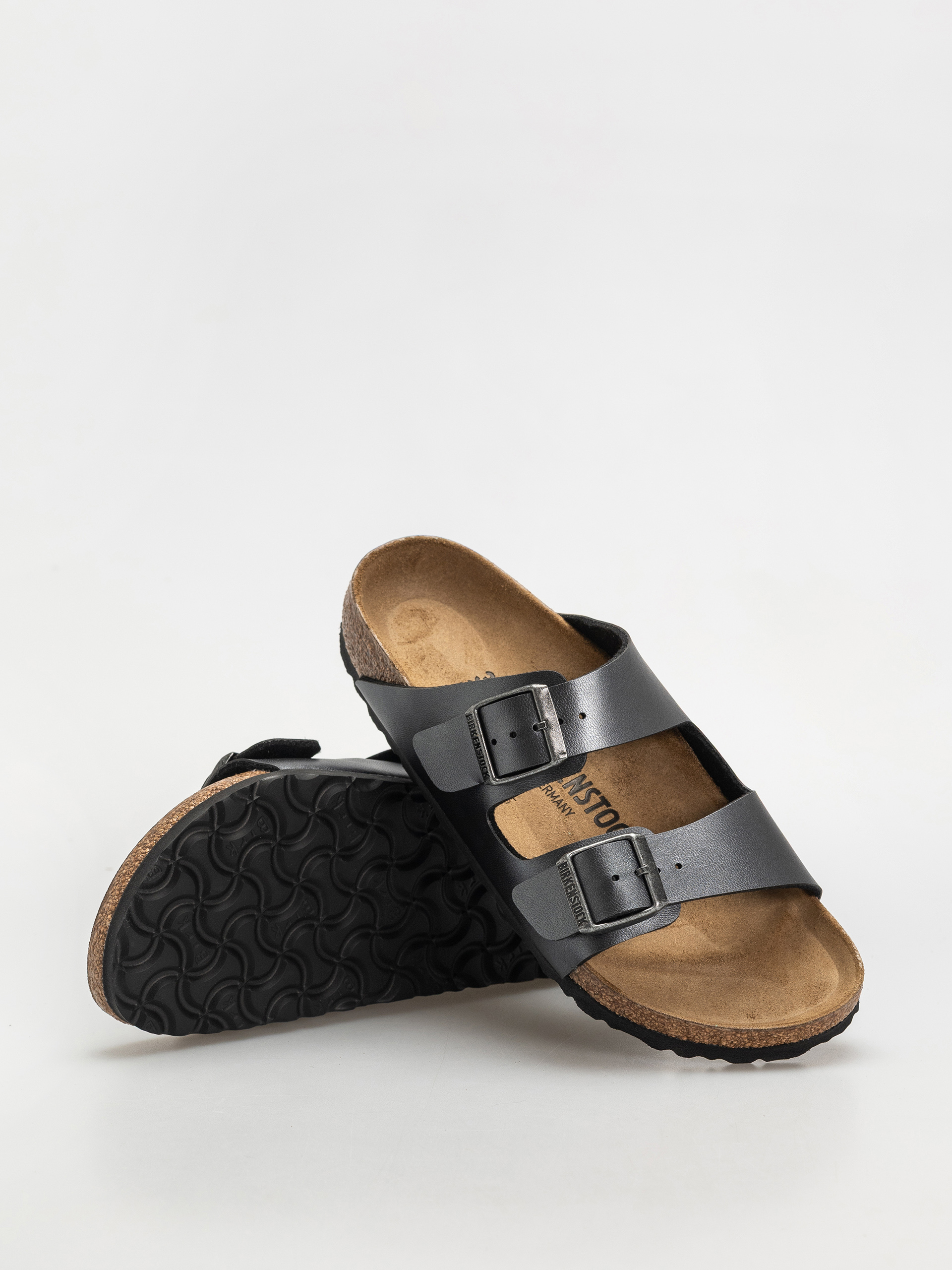 Șlapi Birkenstock Arizona Birko Flor Metallic Narrow Wmn (metallic black)