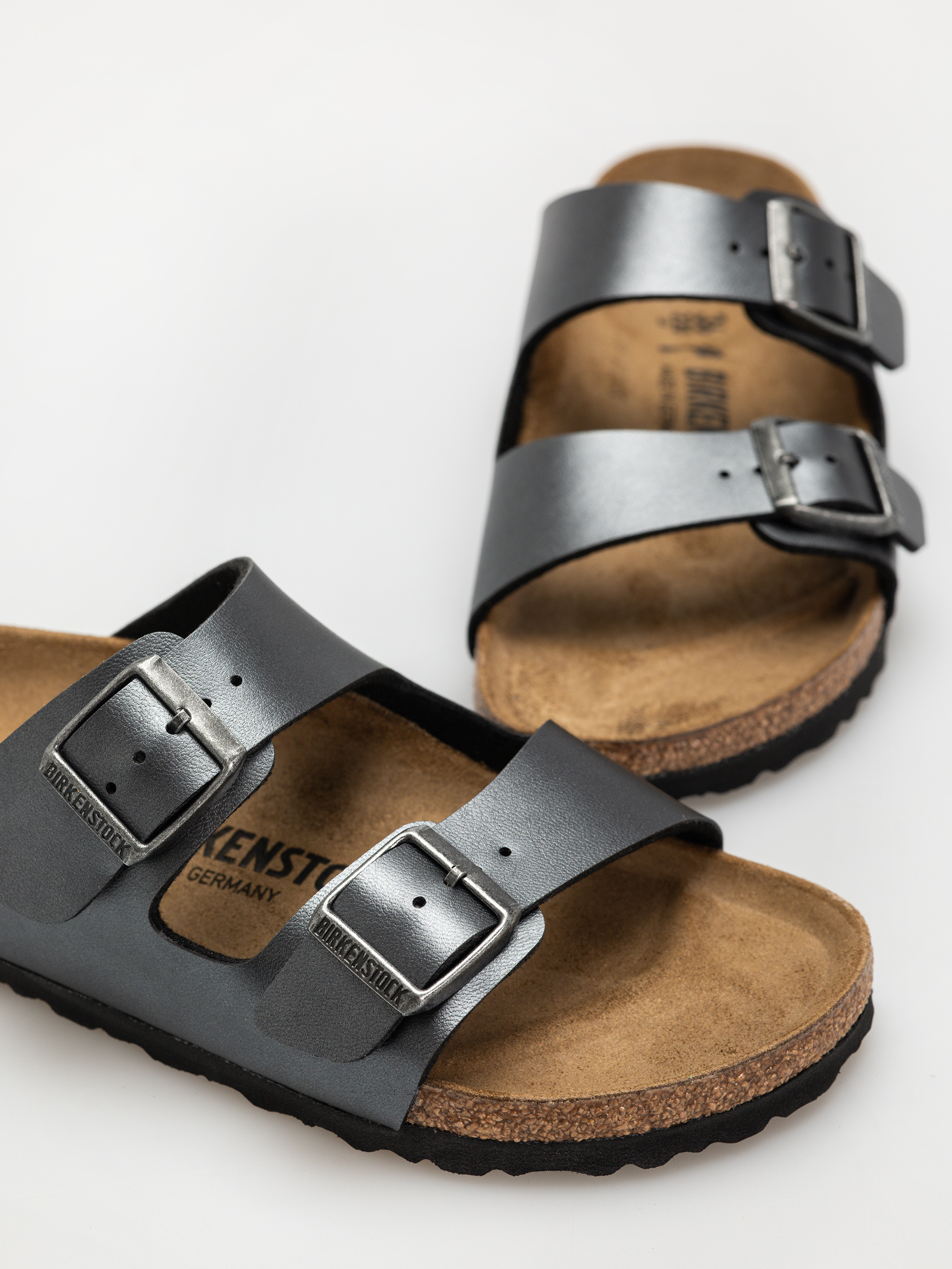 Șlapi Birkenstock Arizona Birko Flor Metallic Narrow Wmn (metallic black)