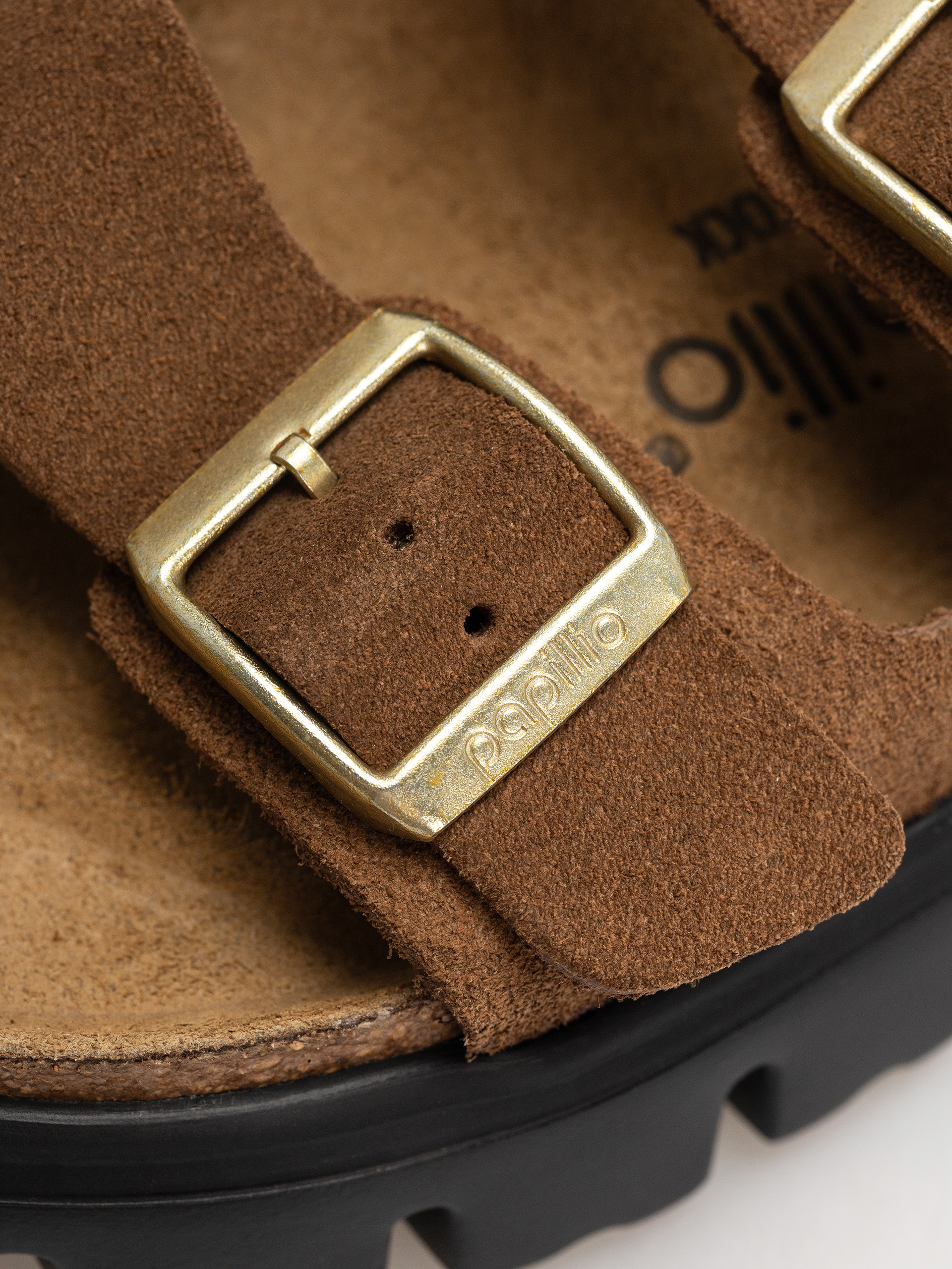 Șlapi Birkenstock Arizona Chunky Suede Narrow Wmn (dark tea/black)