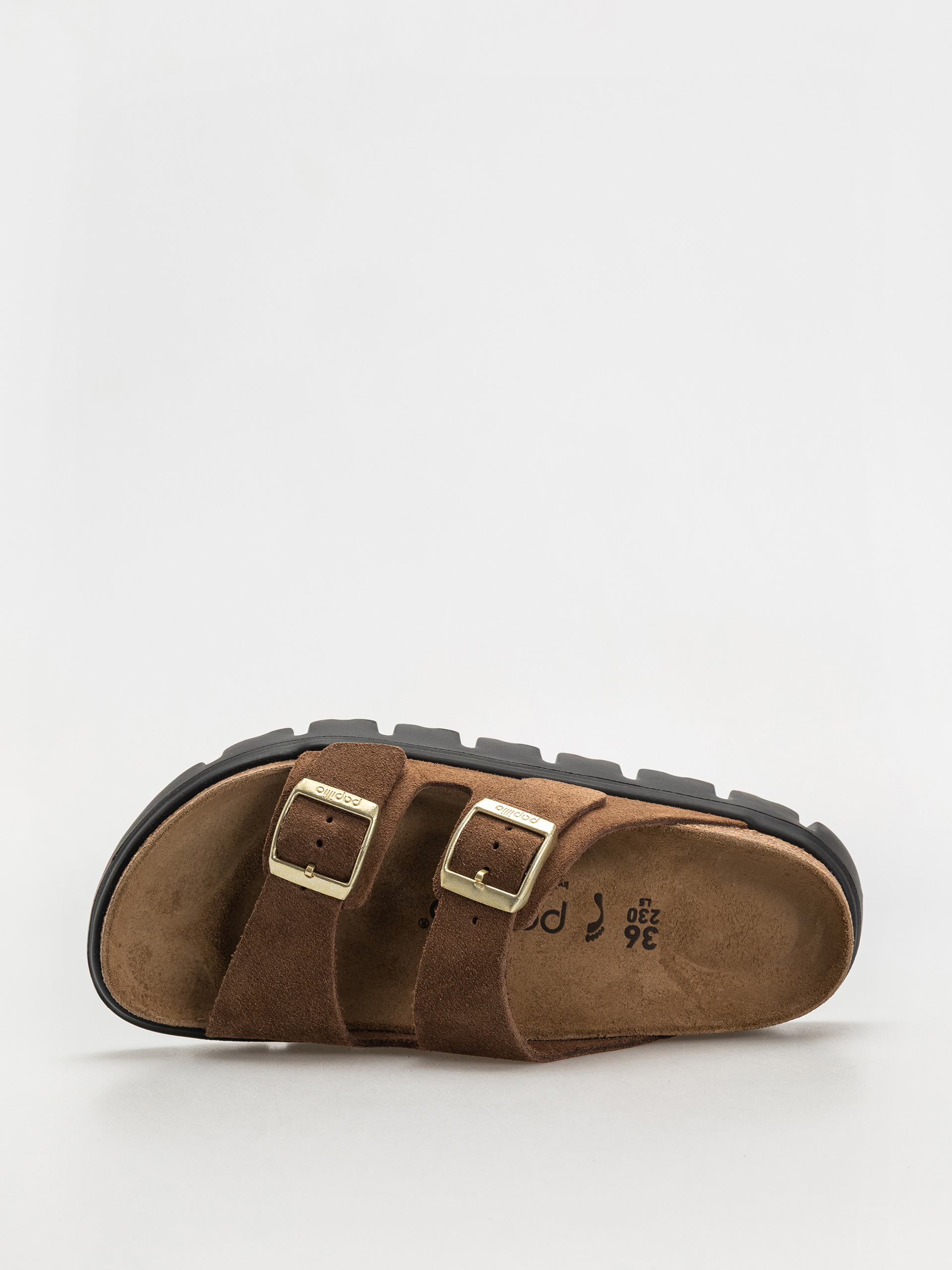 Șlapi Birkenstock Arizona Chunky Suede Narrow Wmn (dark tea/black)