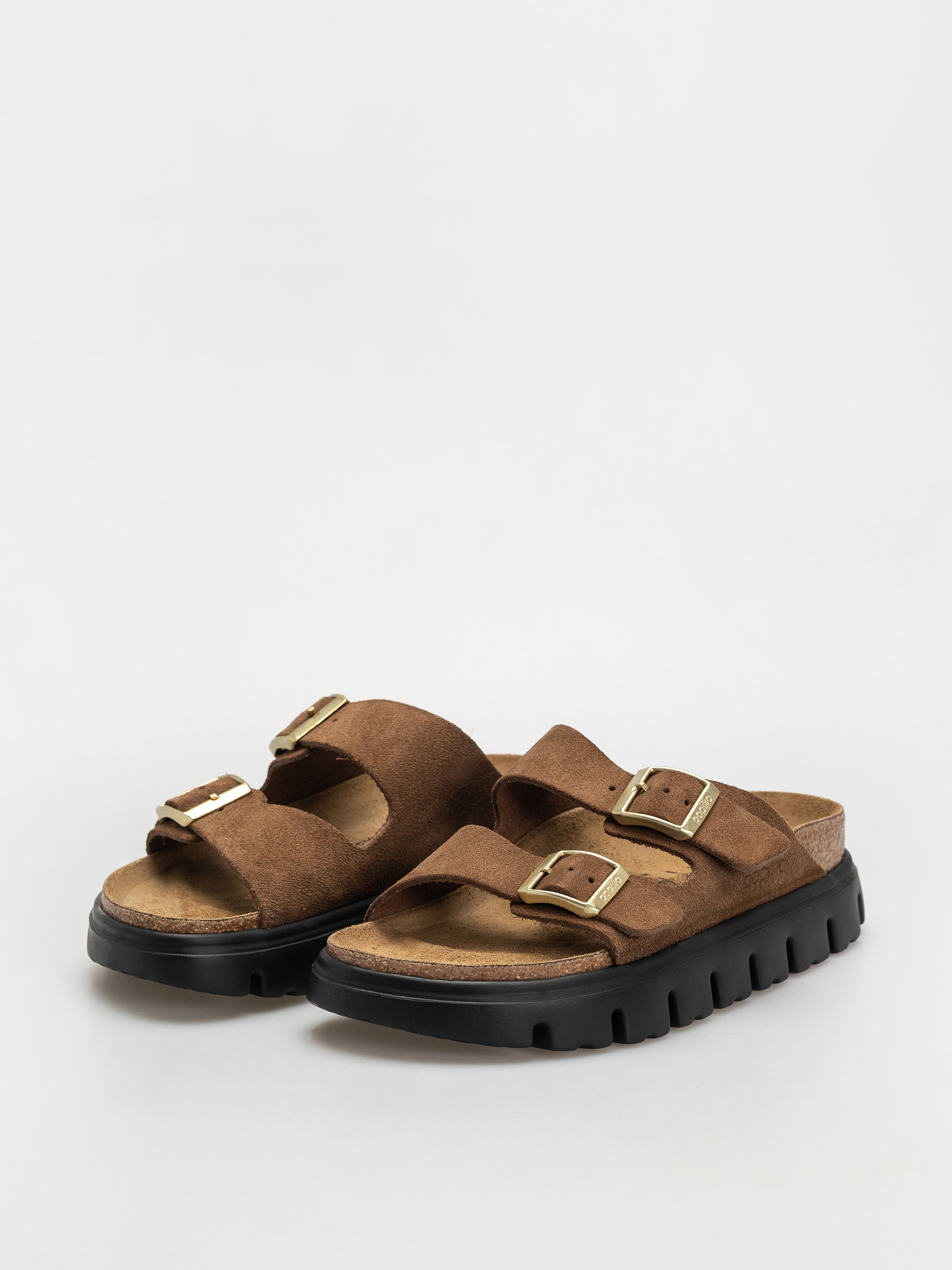 Șlapi Birkenstock Arizona Chunky Suede Narrow Wmn (dark tea/black)