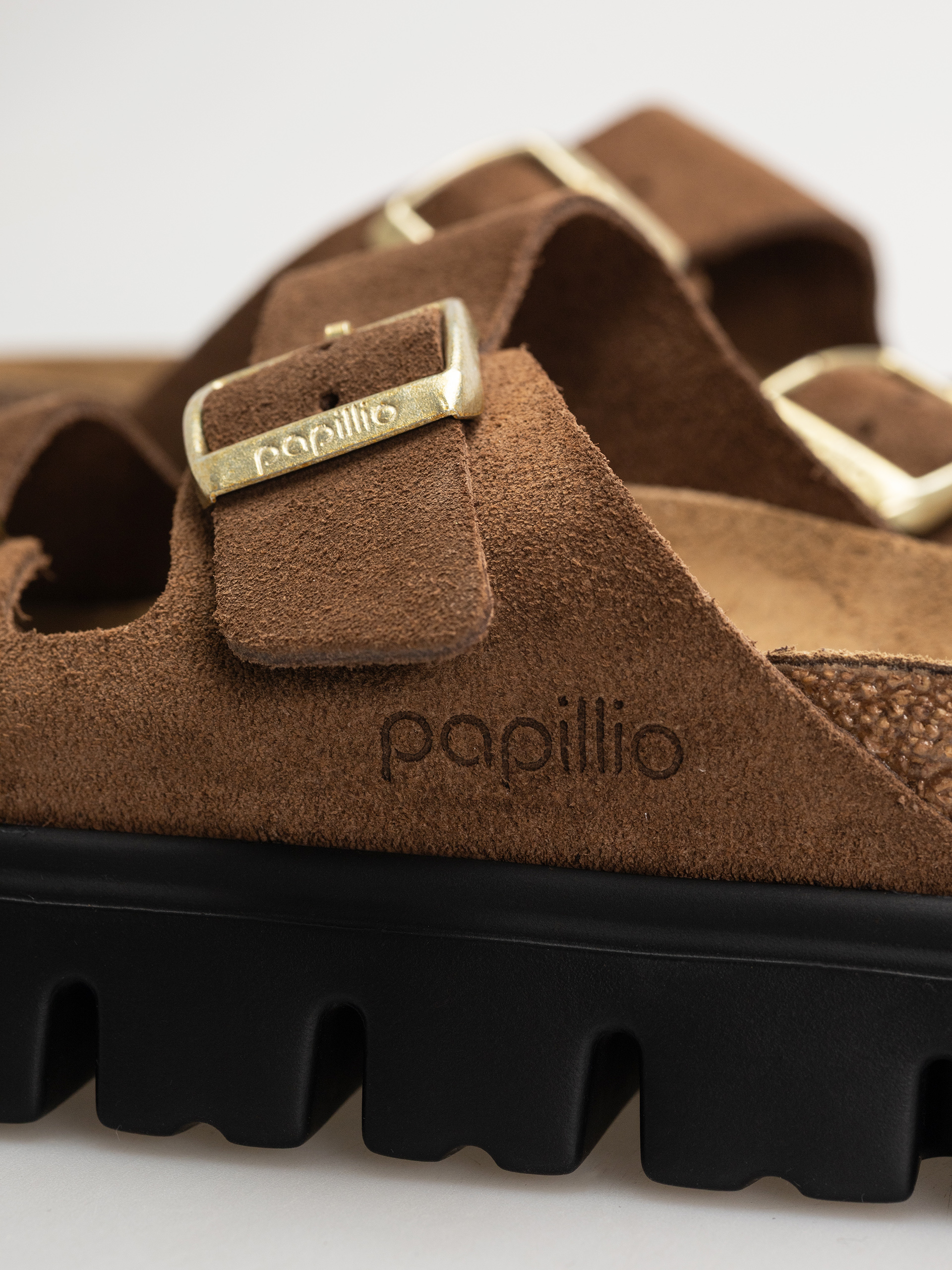 Șlapi Birkenstock Arizona Chunky Suede Narrow Wmn (dark tea/black)