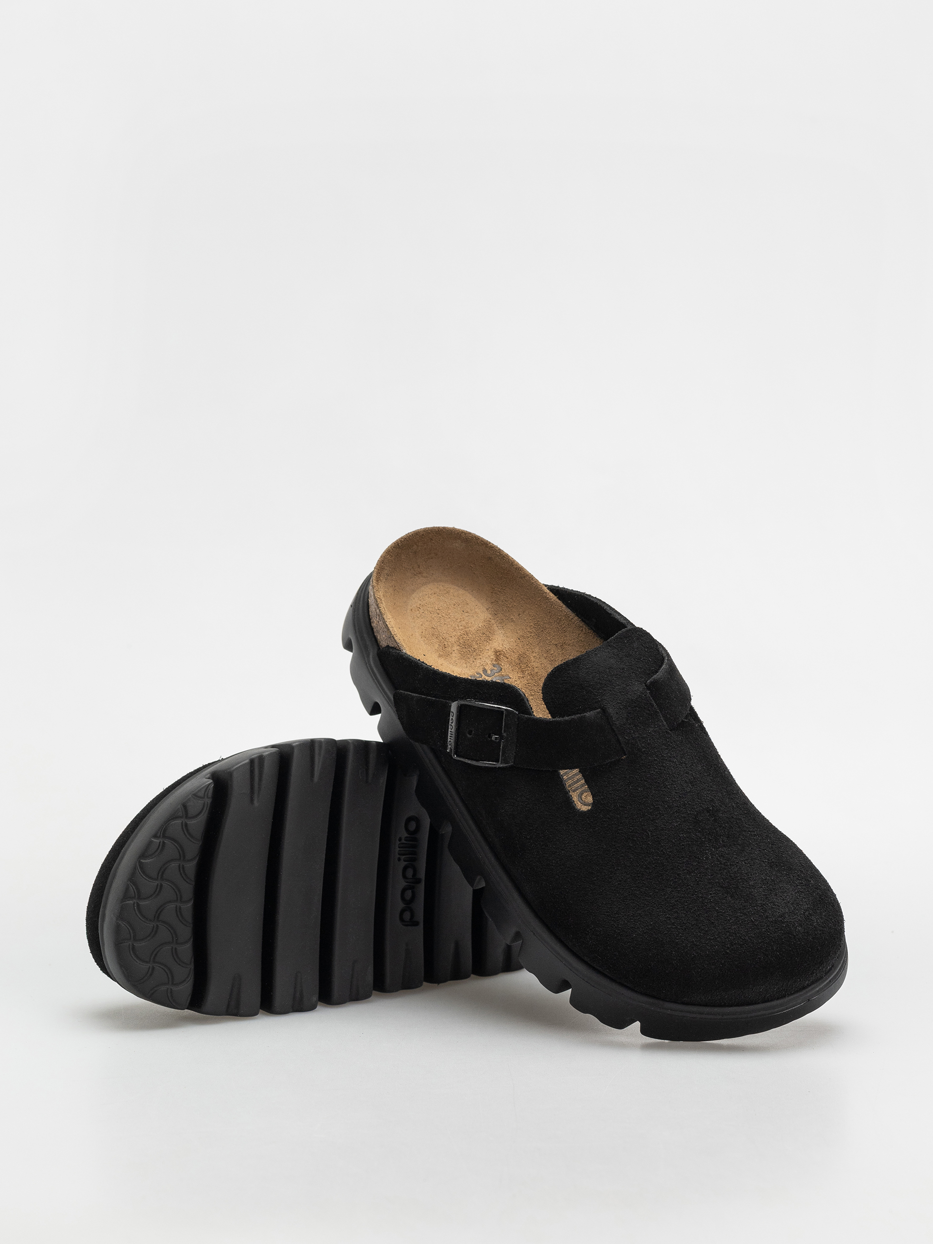 Șlapi Birkenstock Boston Chunky Suede Narrow Wmn (black/black)