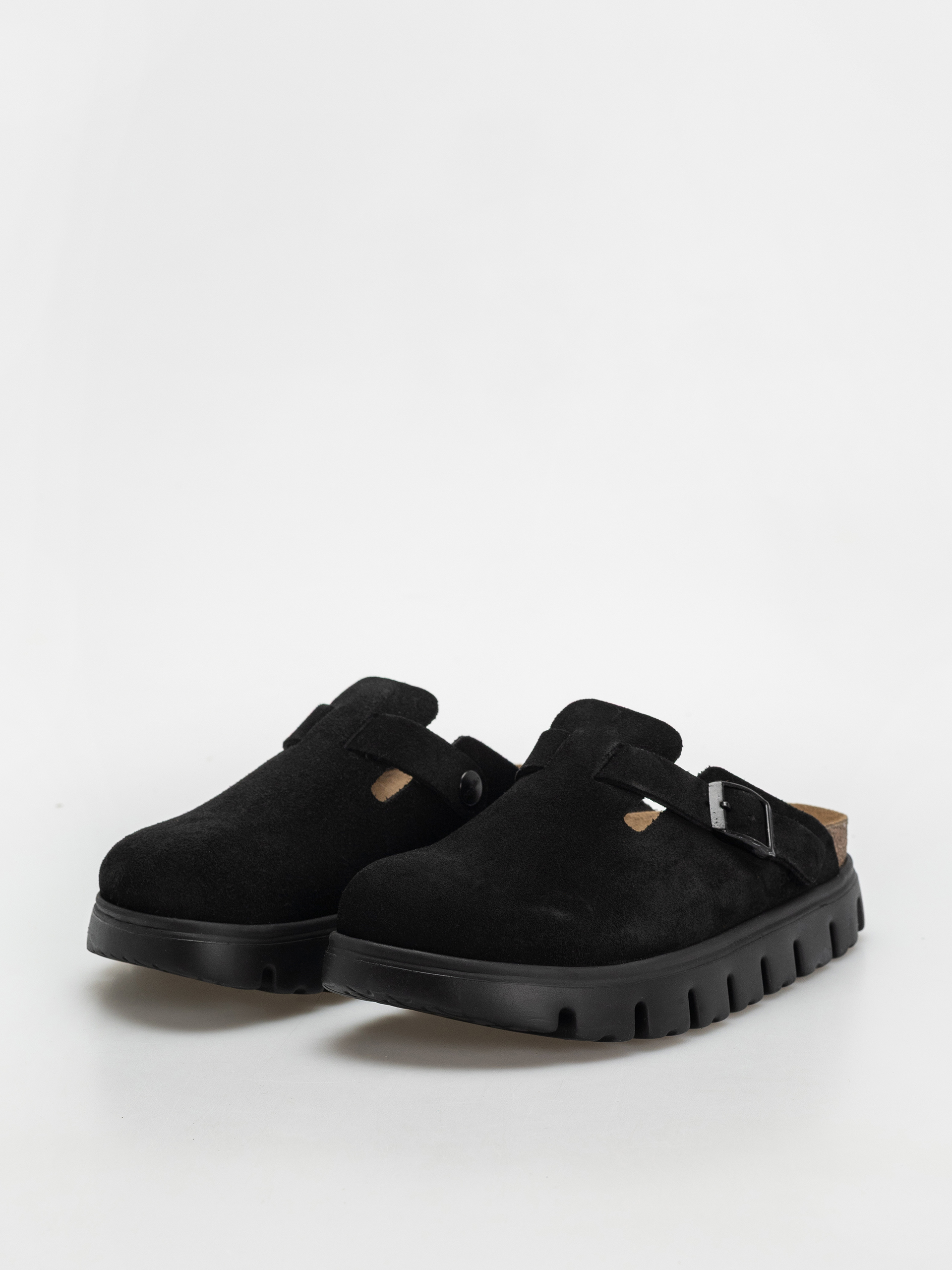 Șlapi Birkenstock Boston Chunky Suede Narrow Wmn (black/black)