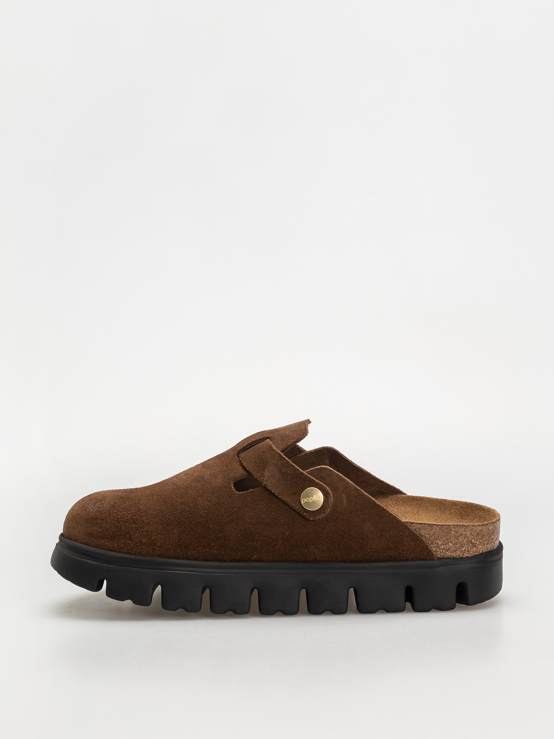 Șlapi Birkenstock Boston Chunky Suede Narrow Wmn (dark tea/black)