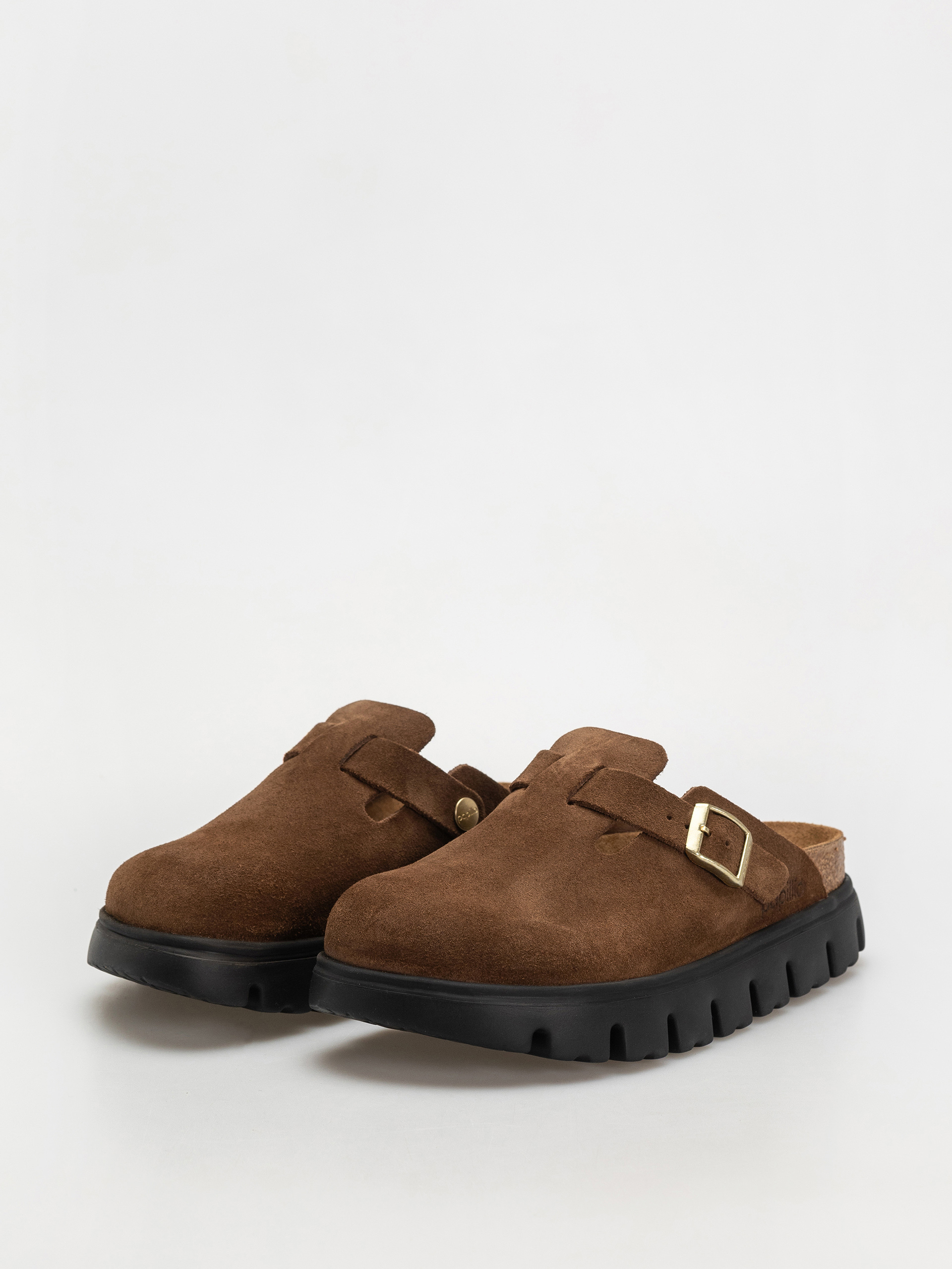 Șlapi Birkenstock Boston Chunky Suede Narrow Wmn (dark tea/black)