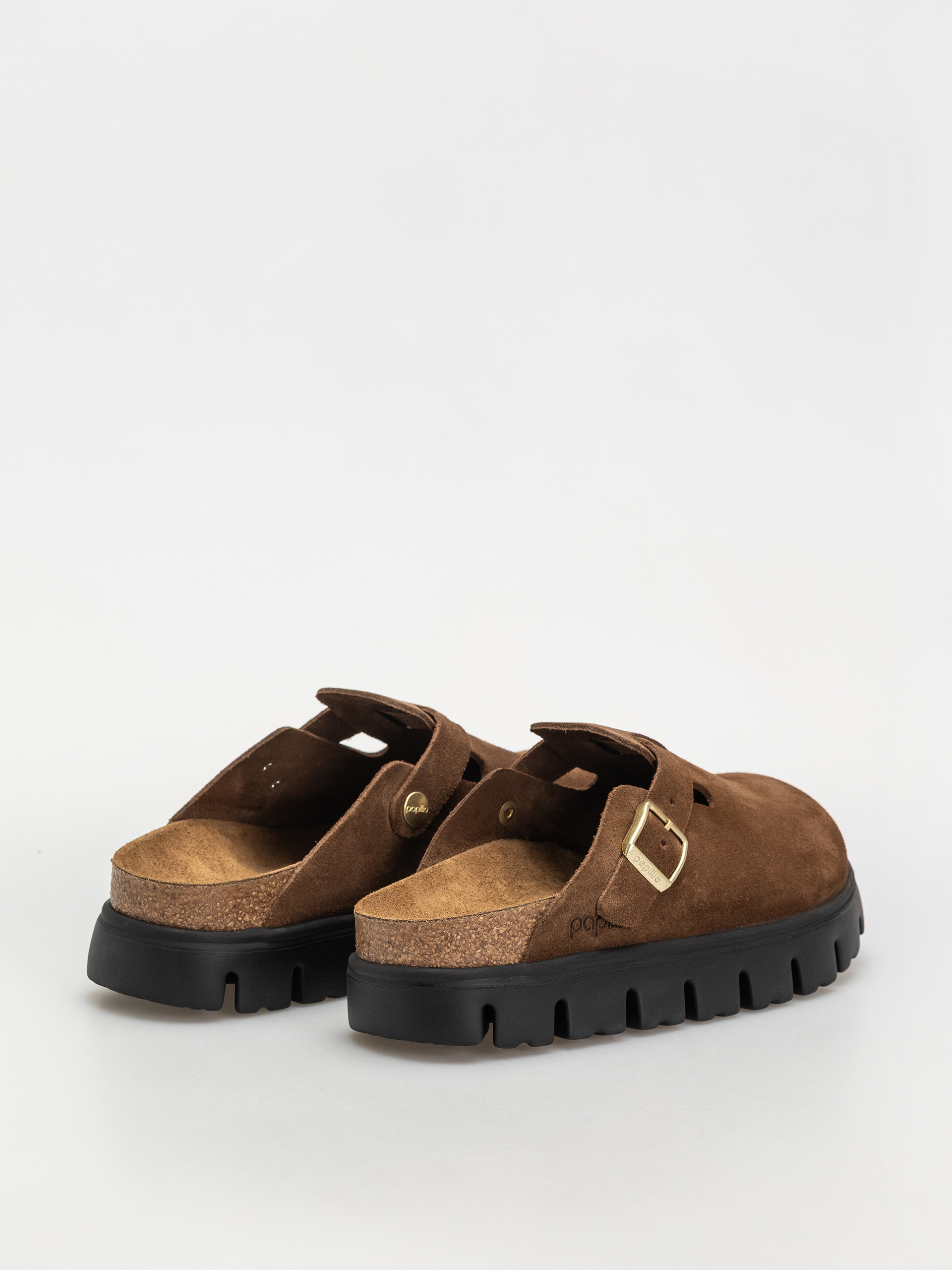 Șlapi Birkenstock Boston Chunky Suede Narrow Wmn (dark tea/black)