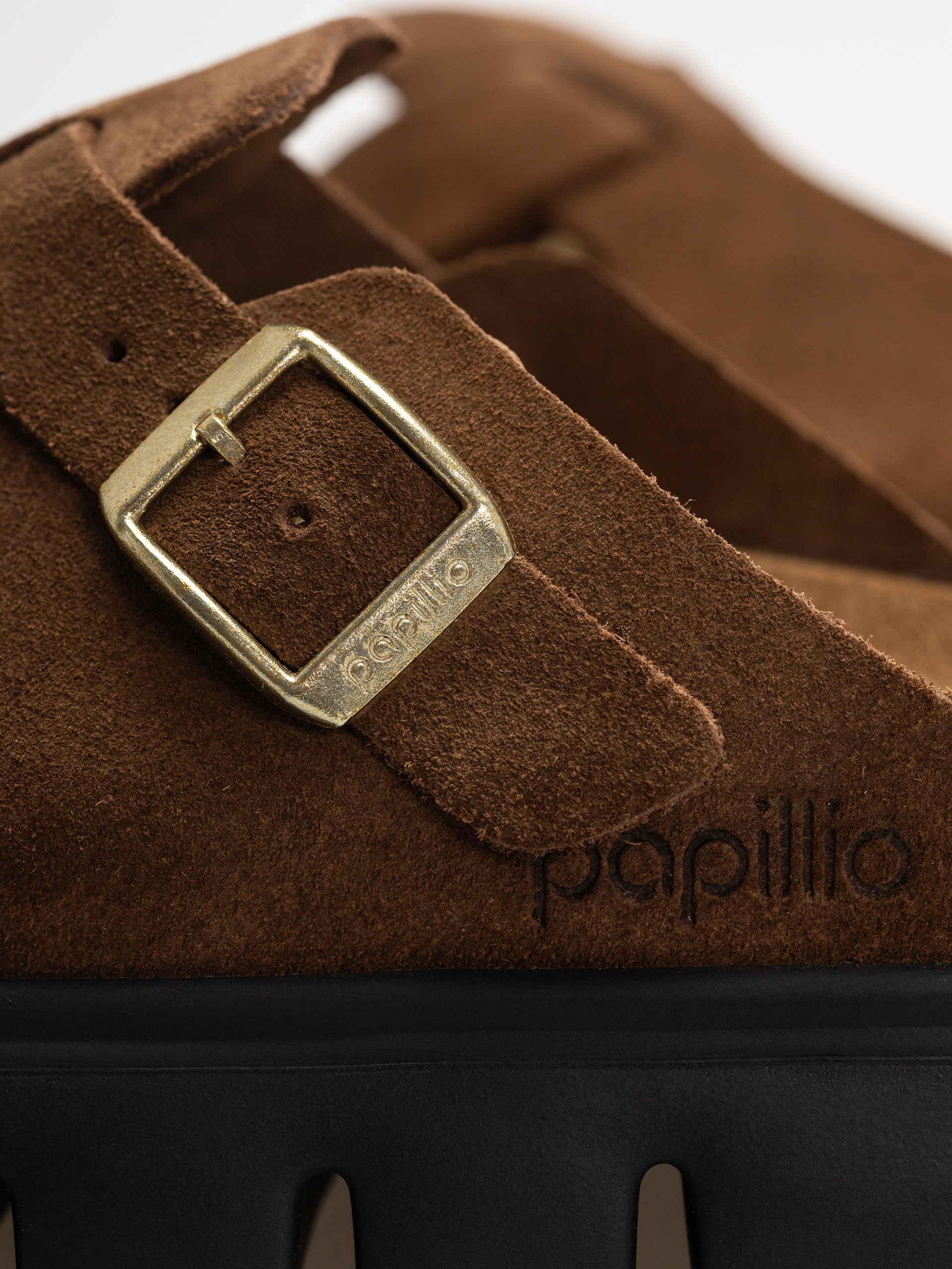 Șlapi Birkenstock Boston Chunky Suede Narrow Wmn (dark tea/black)