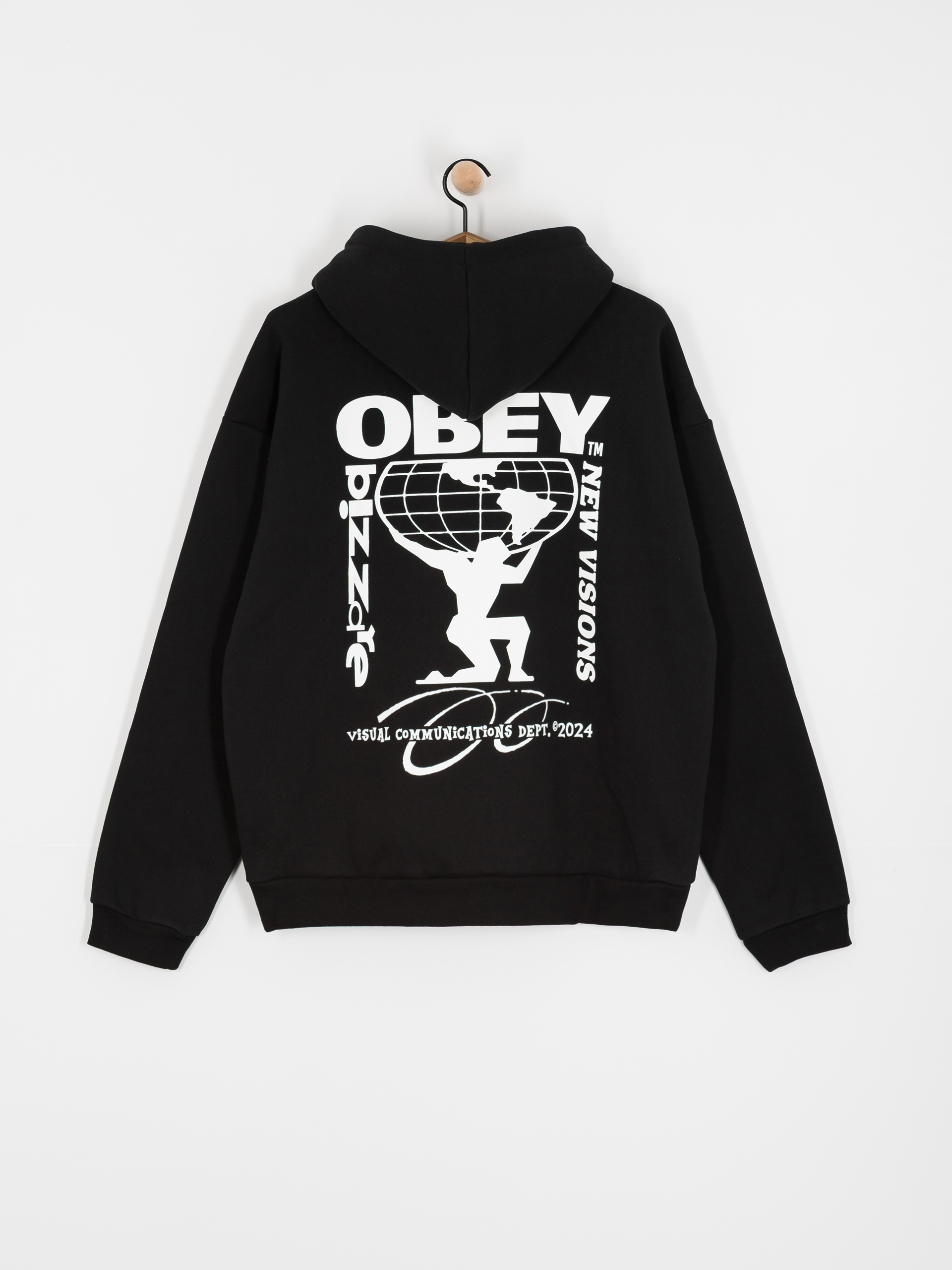 Hanorac cu glugă OBEY New Visions Extra Heavy HD (black)