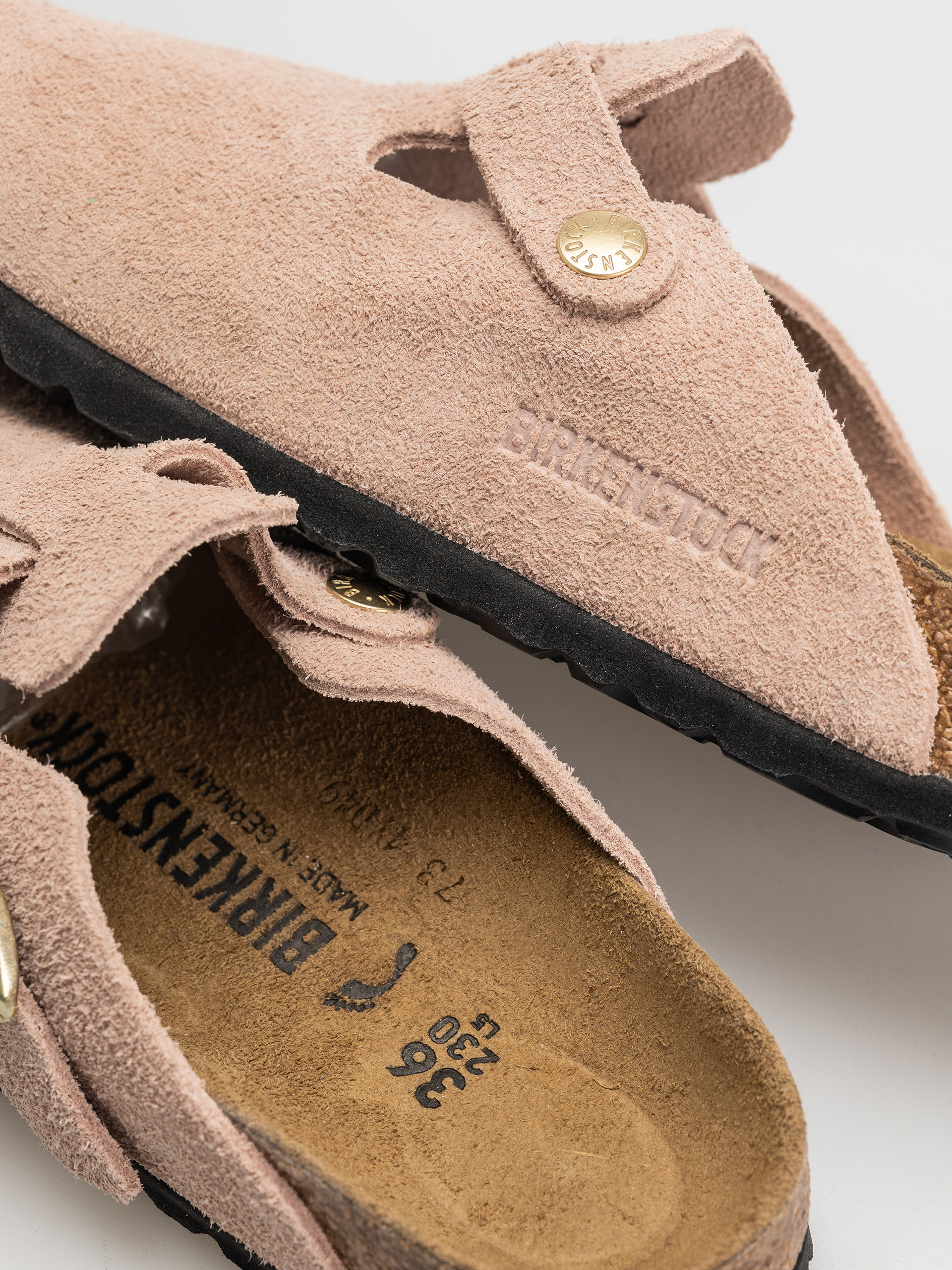 Șlapi Birkenstock Boston Suede Leather Narrow Wmn (light rose)