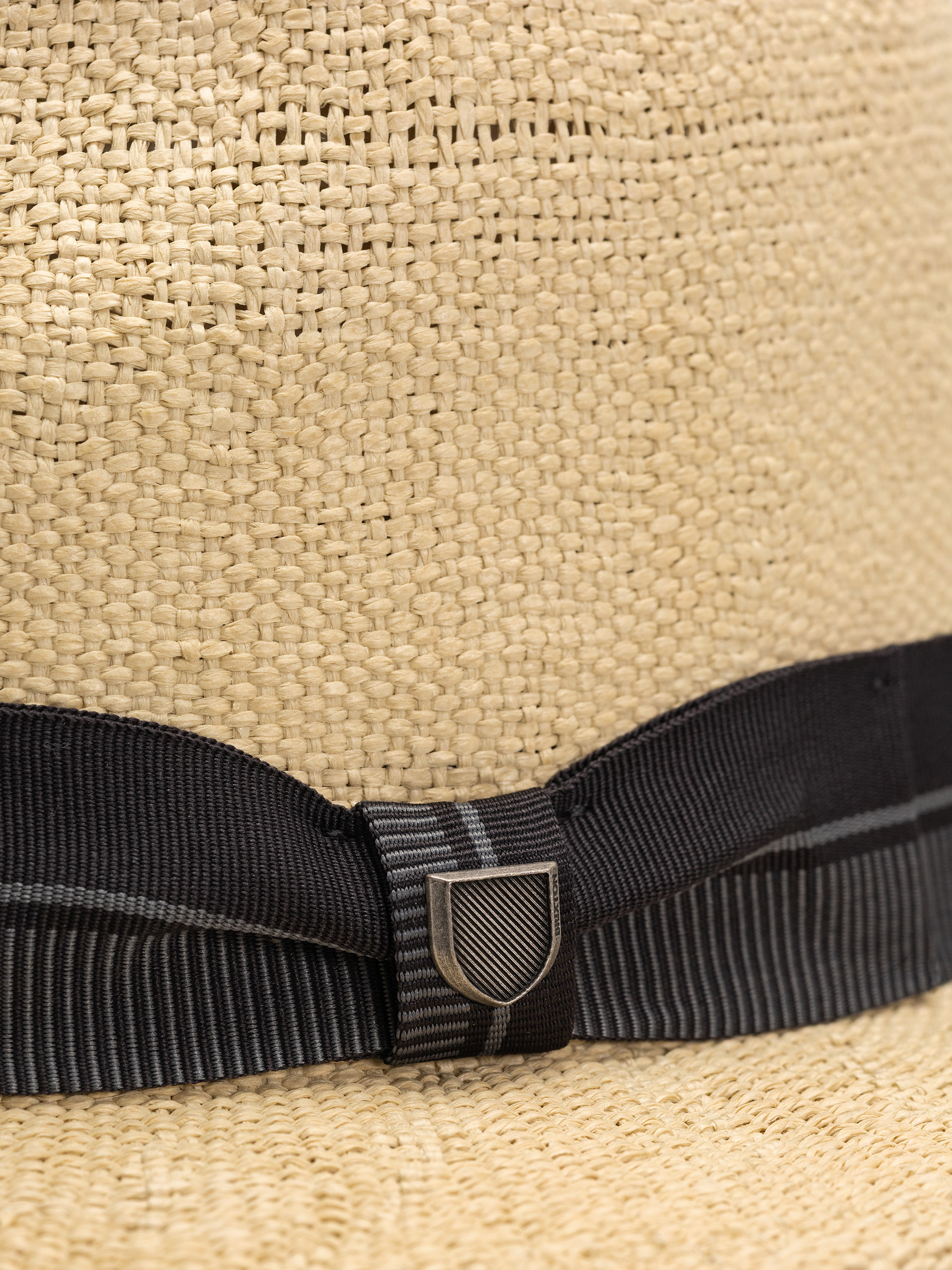 Pălărie Brixton Roma Straw Fedora (natural/black)