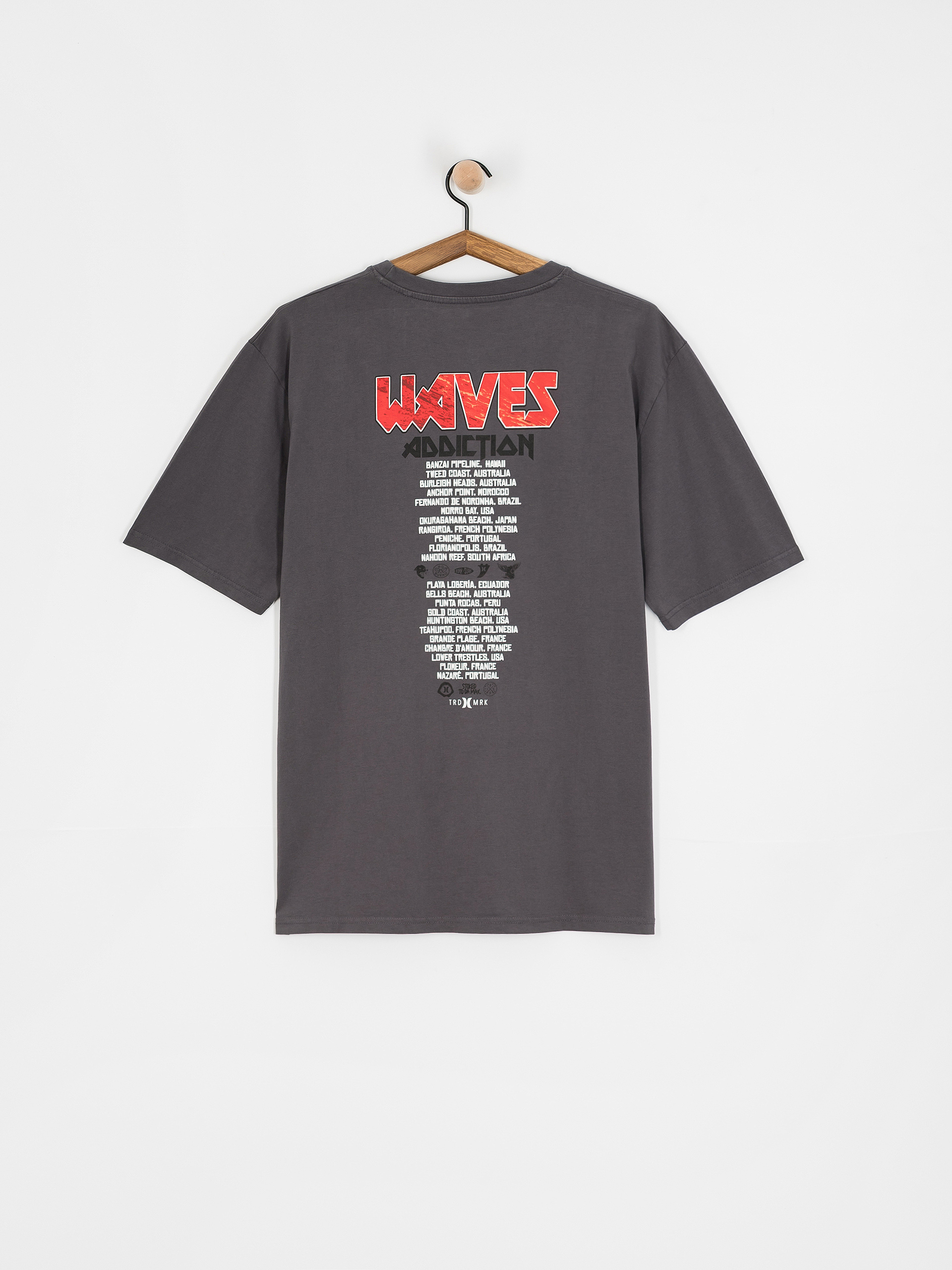 Tricou Hurley Wave Addiction (dark stone grey)