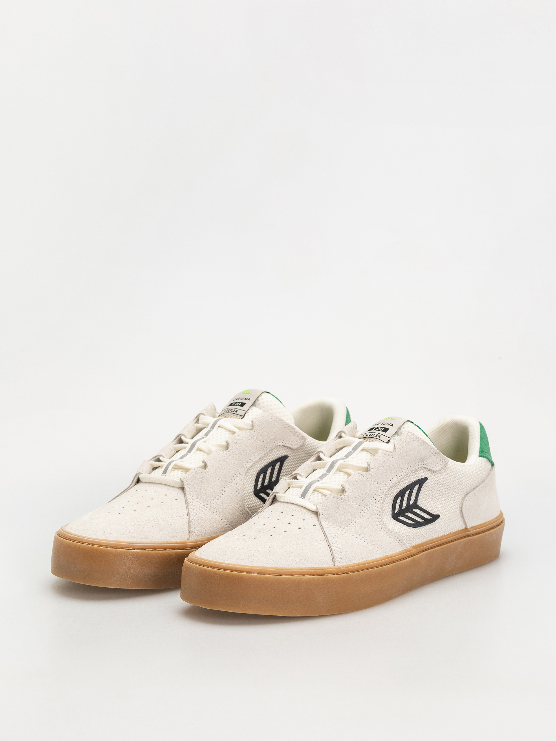 Pantofi Cariuma T20 Pro (gum smoke white suede and mesh black logo green)