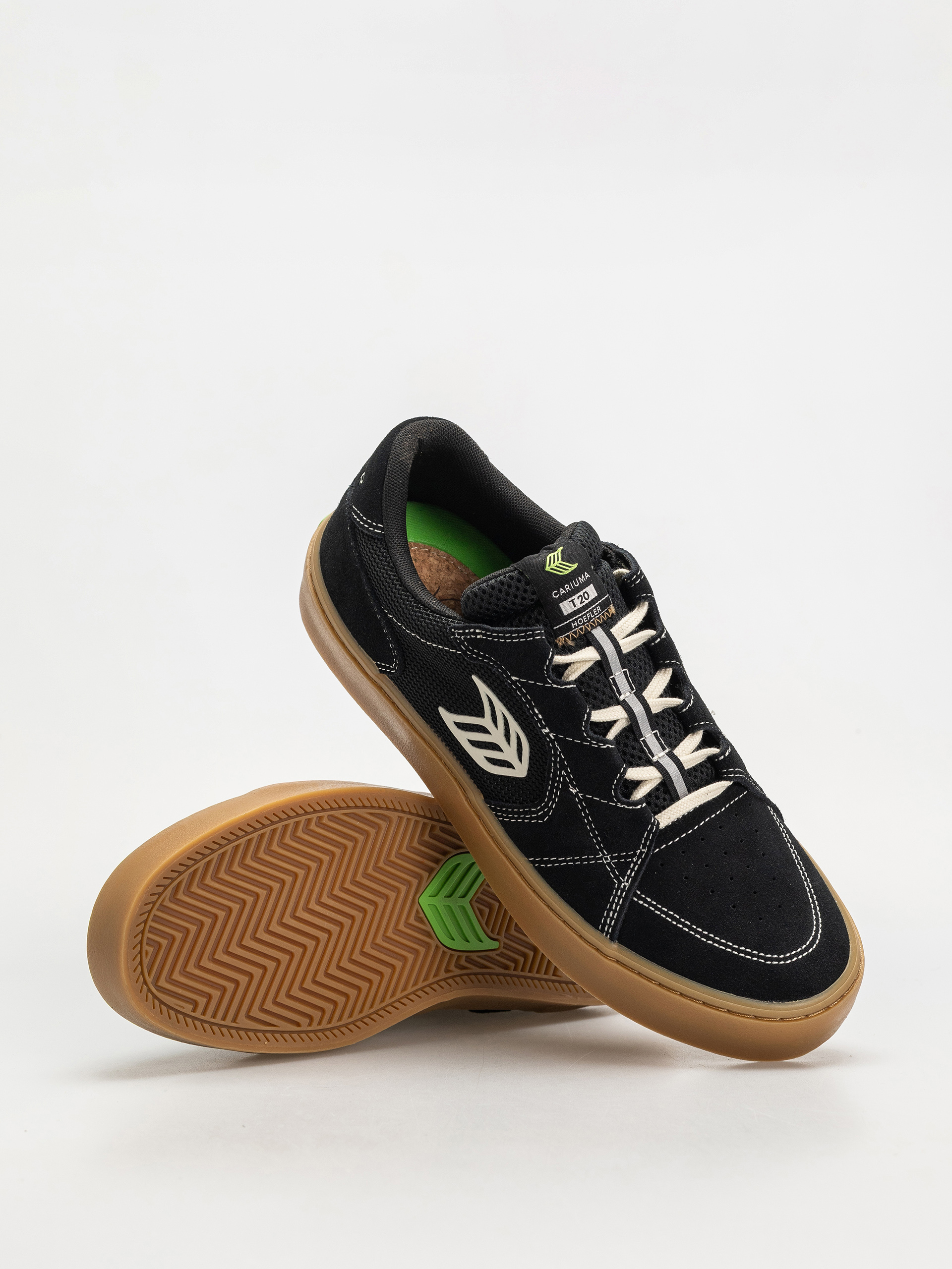 Pantofi Cariuma T20 Pro (gum black suede and mesh ivory logo contrast thread)
