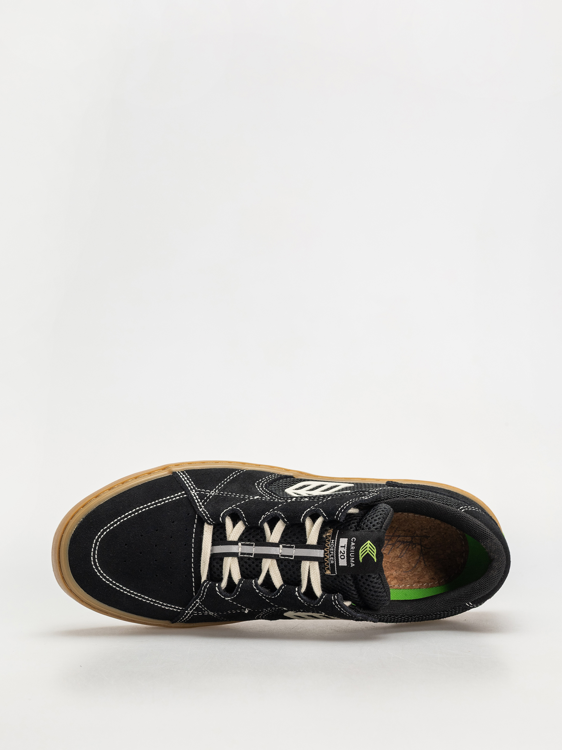 Pantofi Cariuma T20 Pro (gum black suede and mesh ivory logo contrast thread)