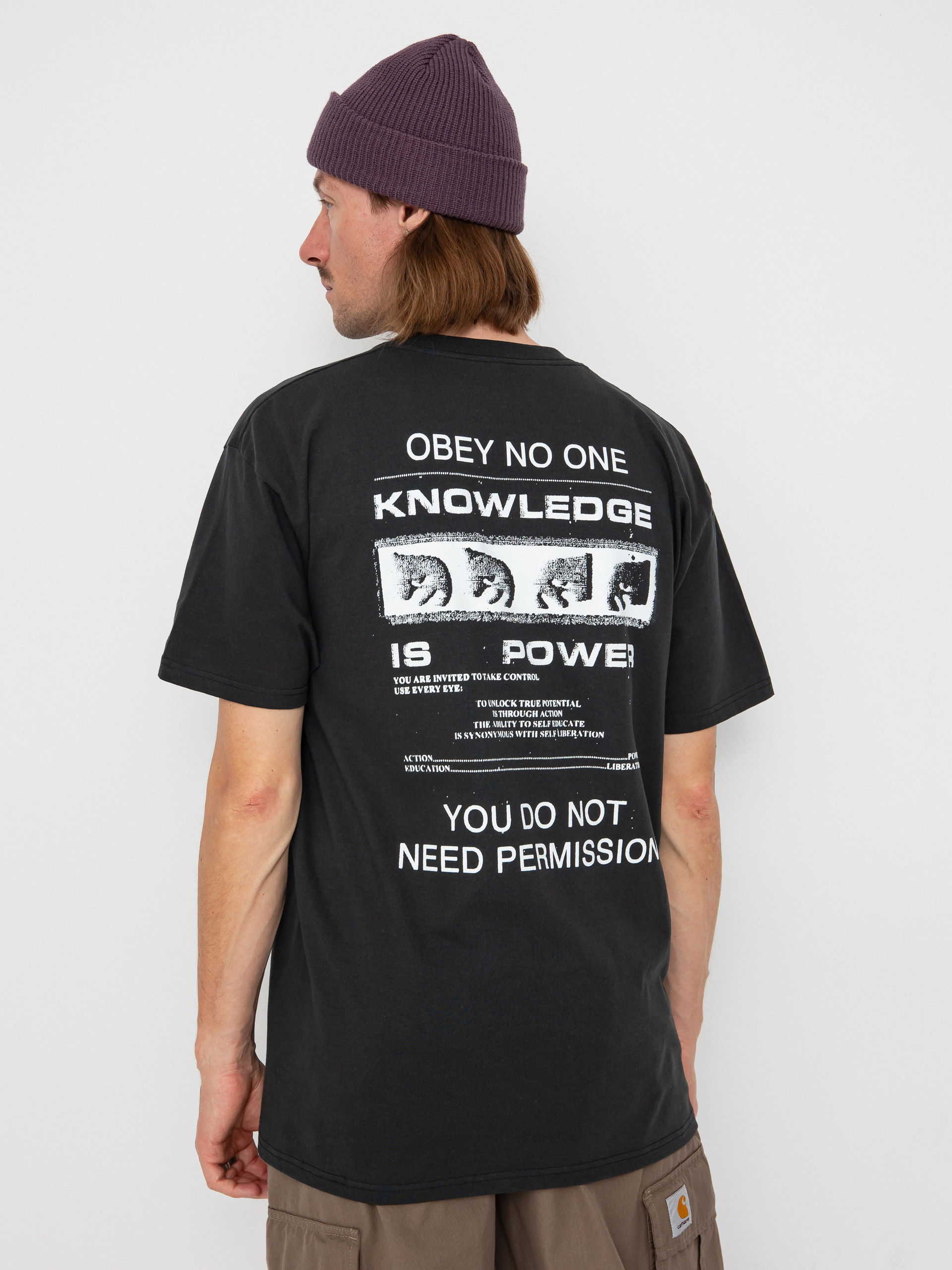 Tricou OBEY Permission (vintage black)