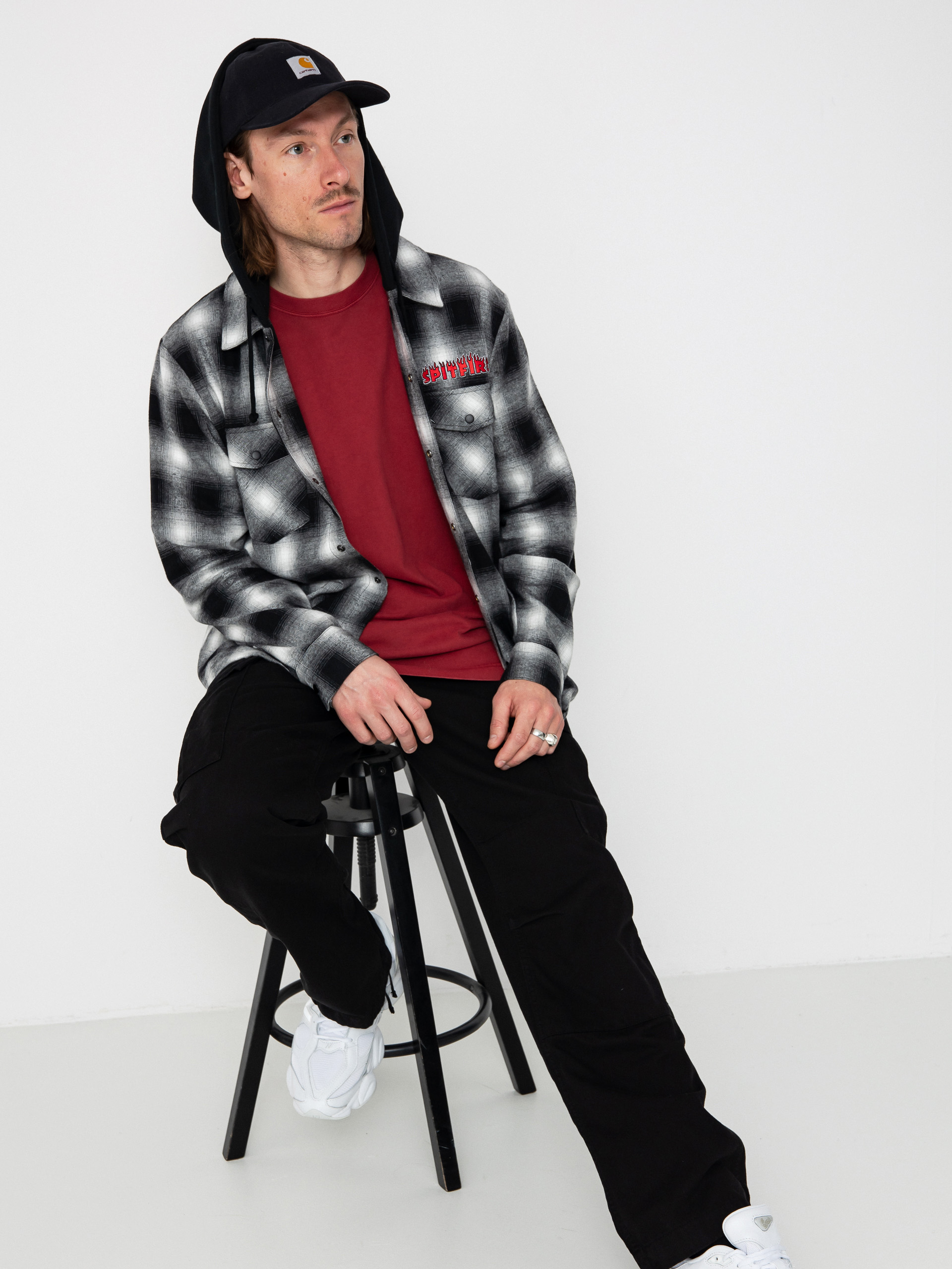 Cămașă Spitfire Demonseed Hooded Flannel (black/white/multi color embroideries)