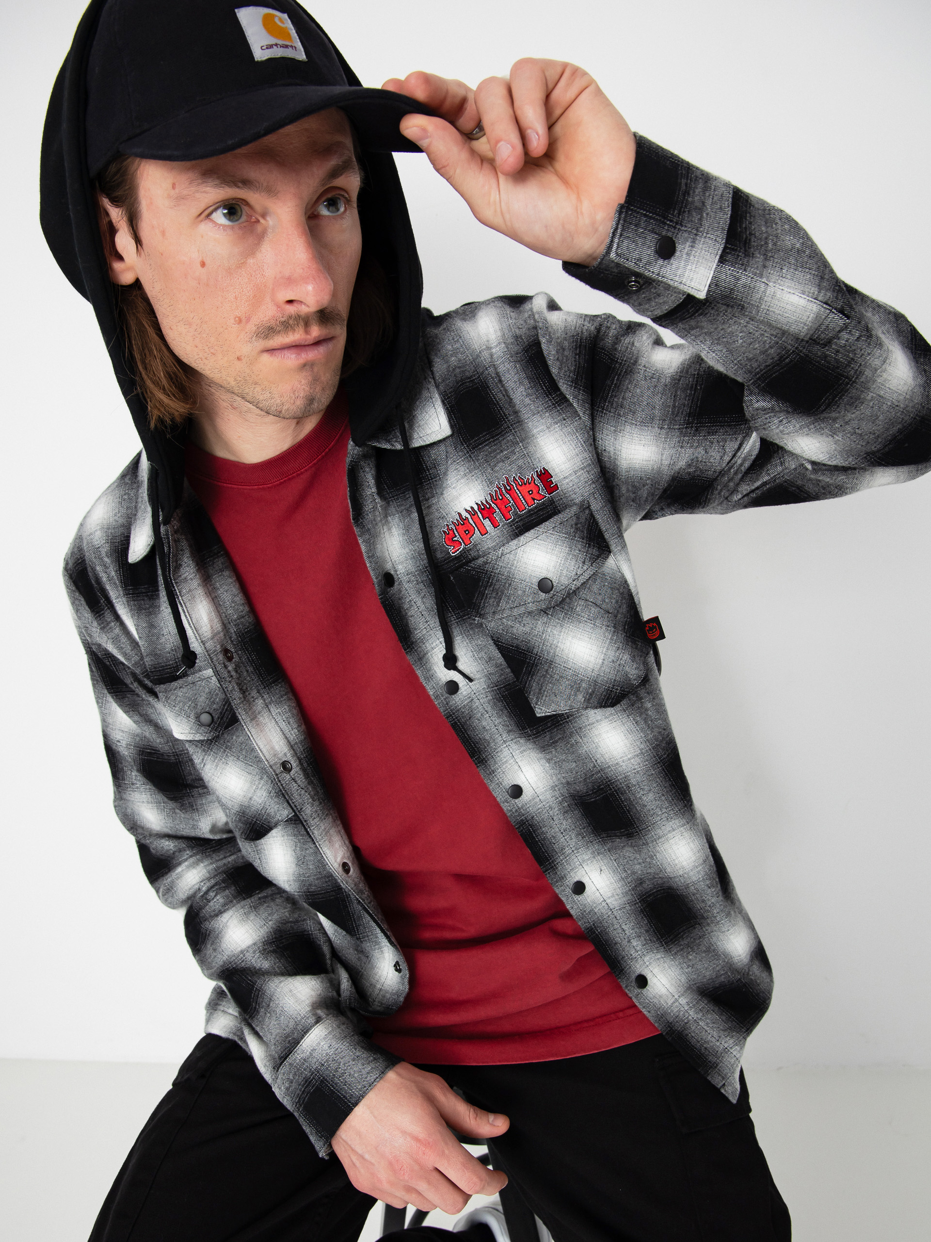 Cămașă Spitfire Demonseed Hooded Flannel (black/white/multi color embroideries)