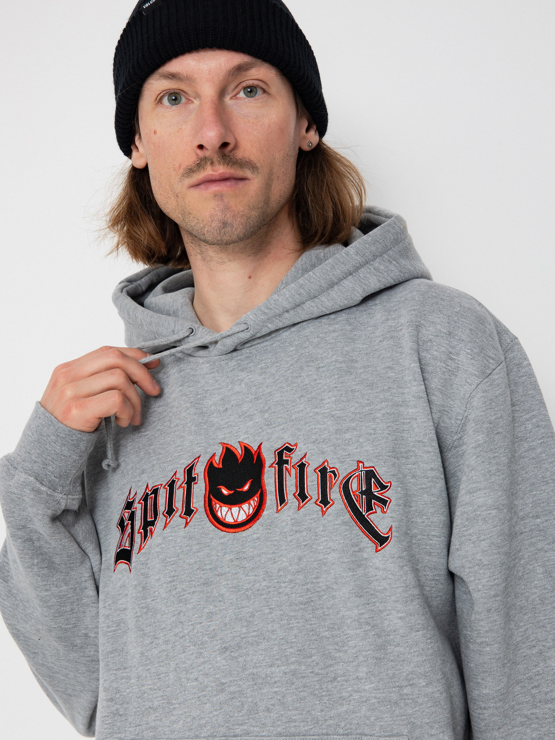 Hanorac cu glugă Spitfire Immortal Fire Emb HD (grey heather)