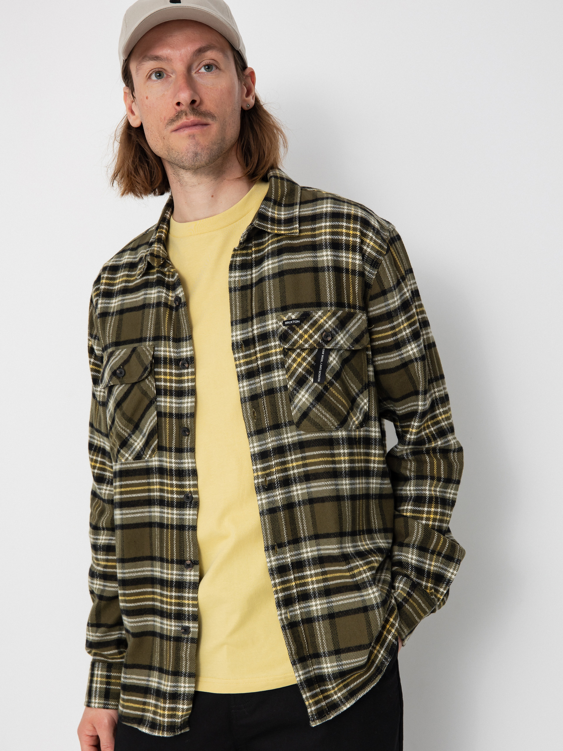 Cămașă Brixton Bowery Flannel (ivy green/olive surplus/black)