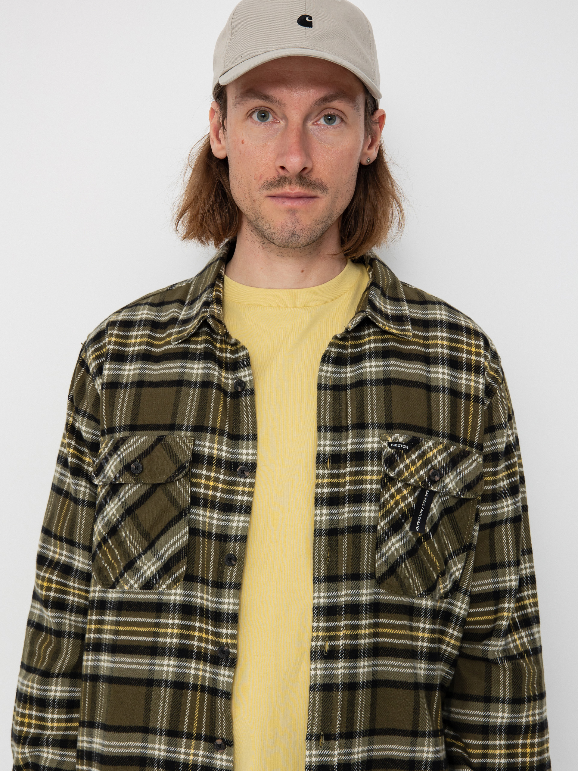 Cămașă Brixton Bowery Flannel (ivy green/olive surplus/black)