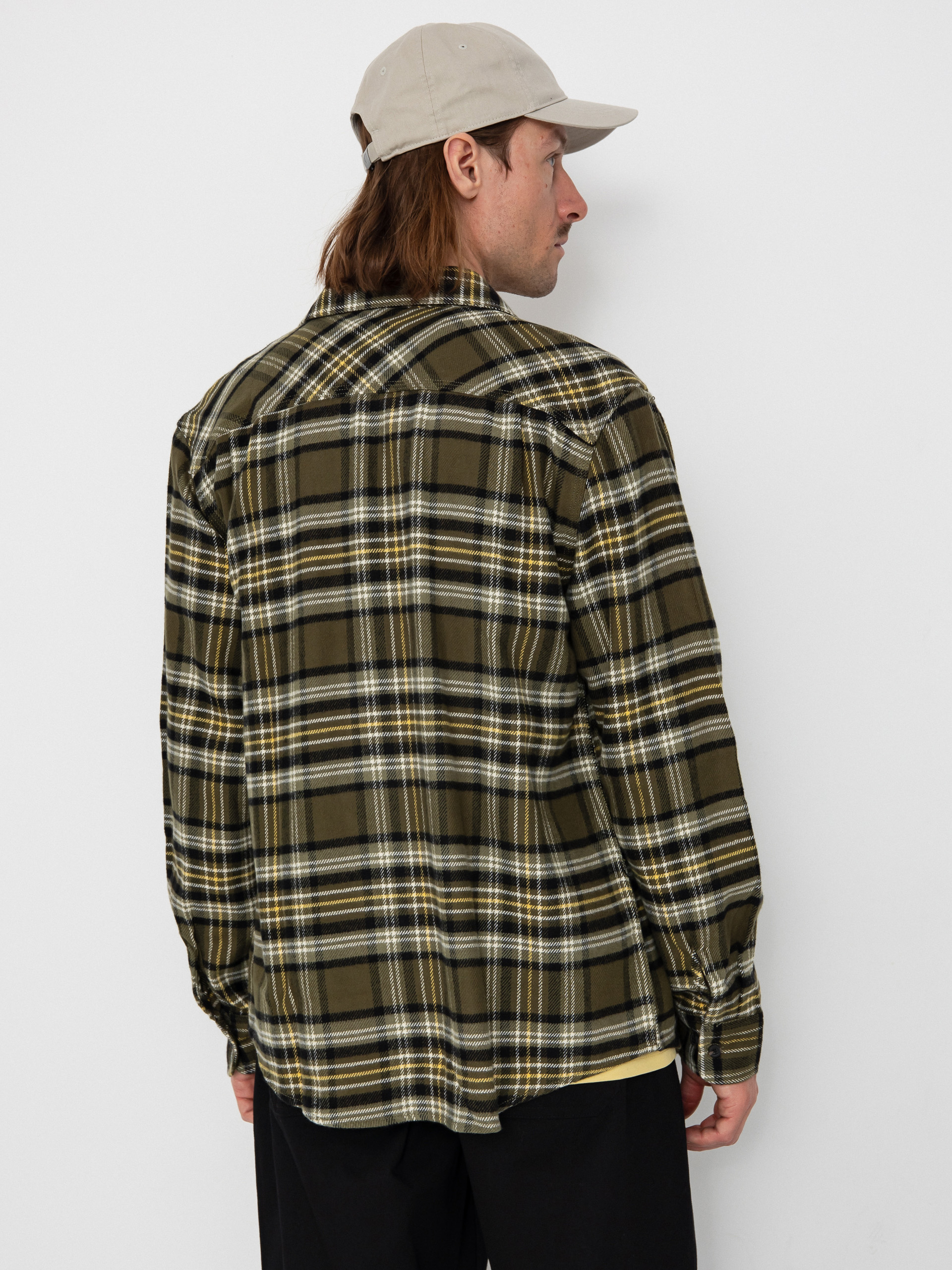 Cămașă Brixton Bowery Flannel (ivy green/olive surplus/black)