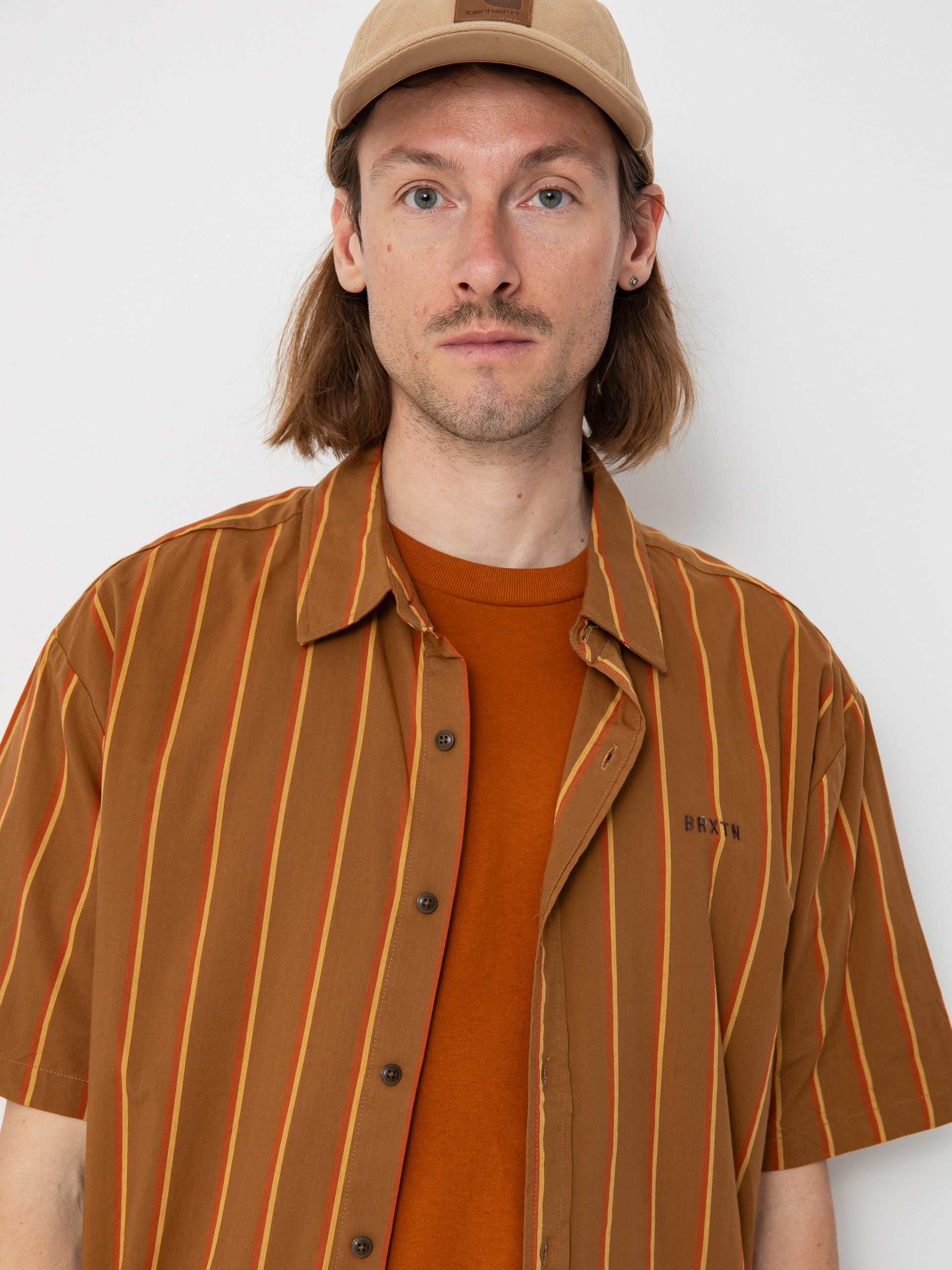 Cămașă Brixton Cru Stripe (washed copper/burnt red/sunset)