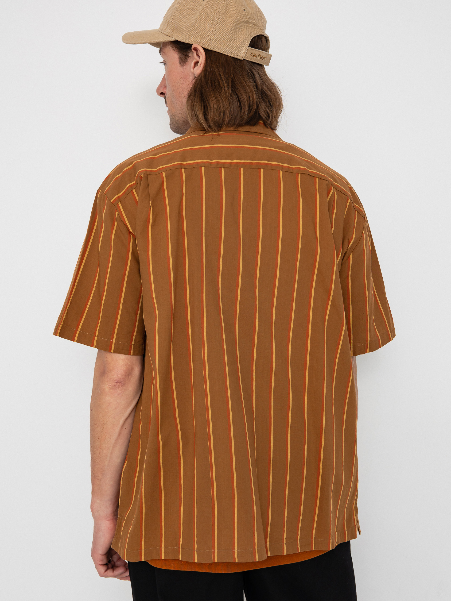Cămașă Brixton Cru Stripe (washed copper/burnt red/sunset)
