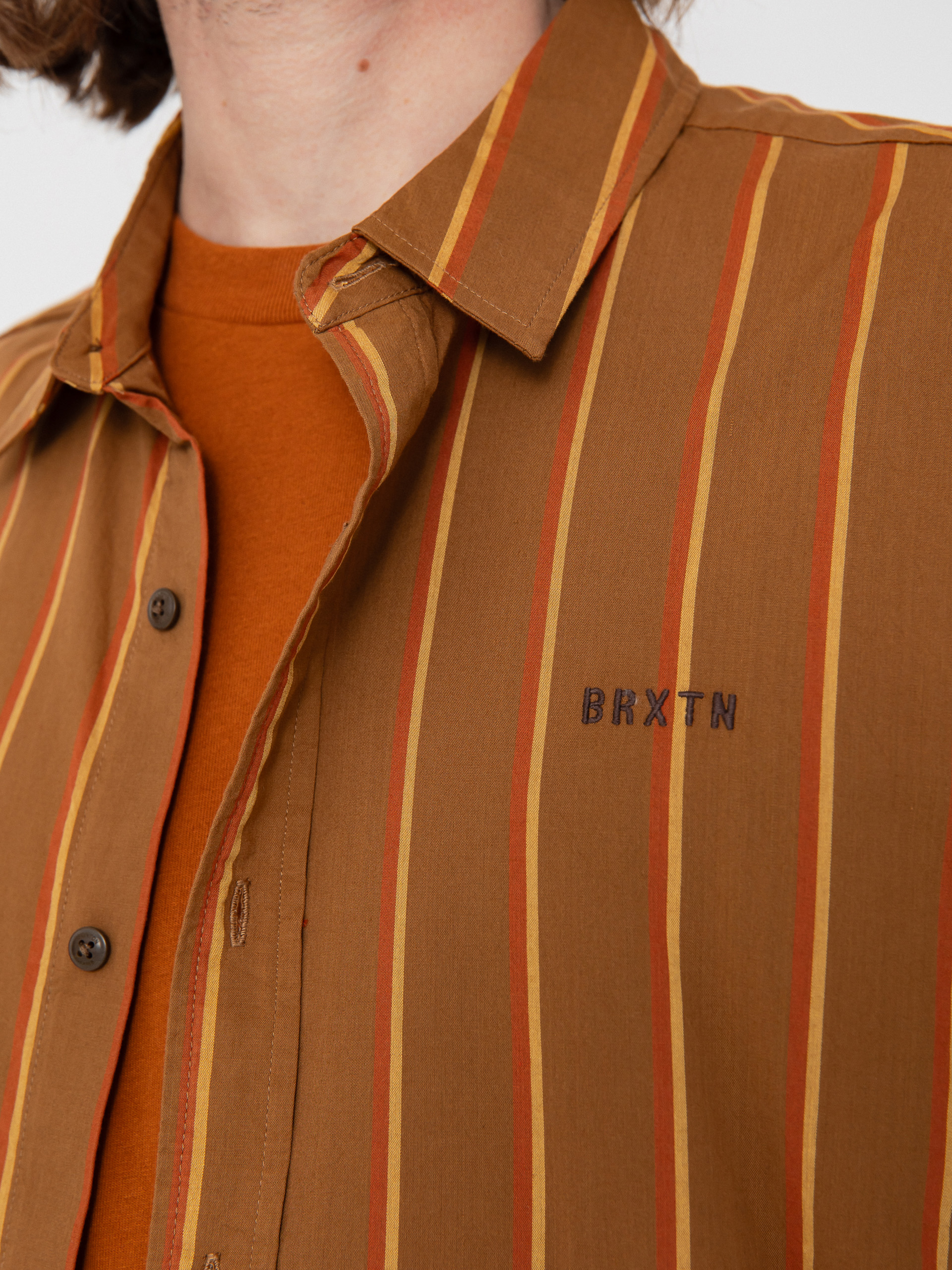 Cămașă Brixton Cru Stripe (washed copper/burnt red/sunset)
