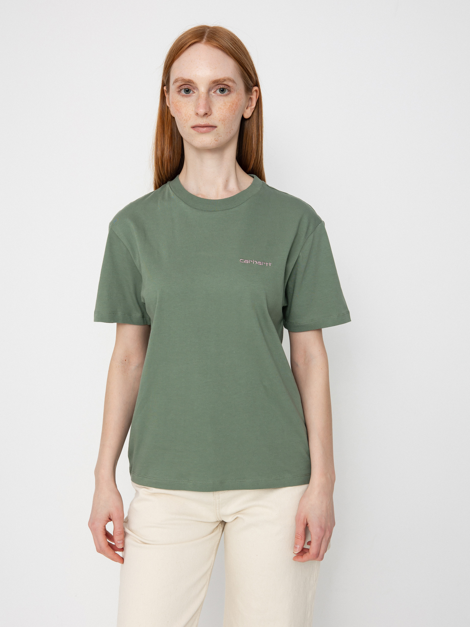 Tricou Carhartt WIP Script Embroidery Wmn (park/hortensia)