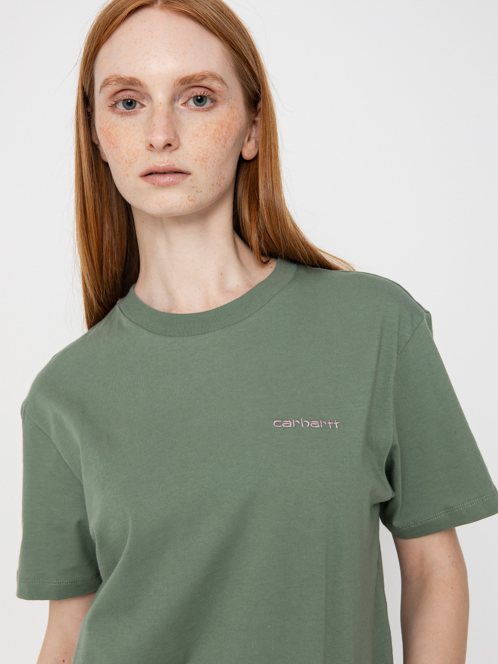 Tricou Carhartt WIP Script Embroidery Wmn (park/hortensia)