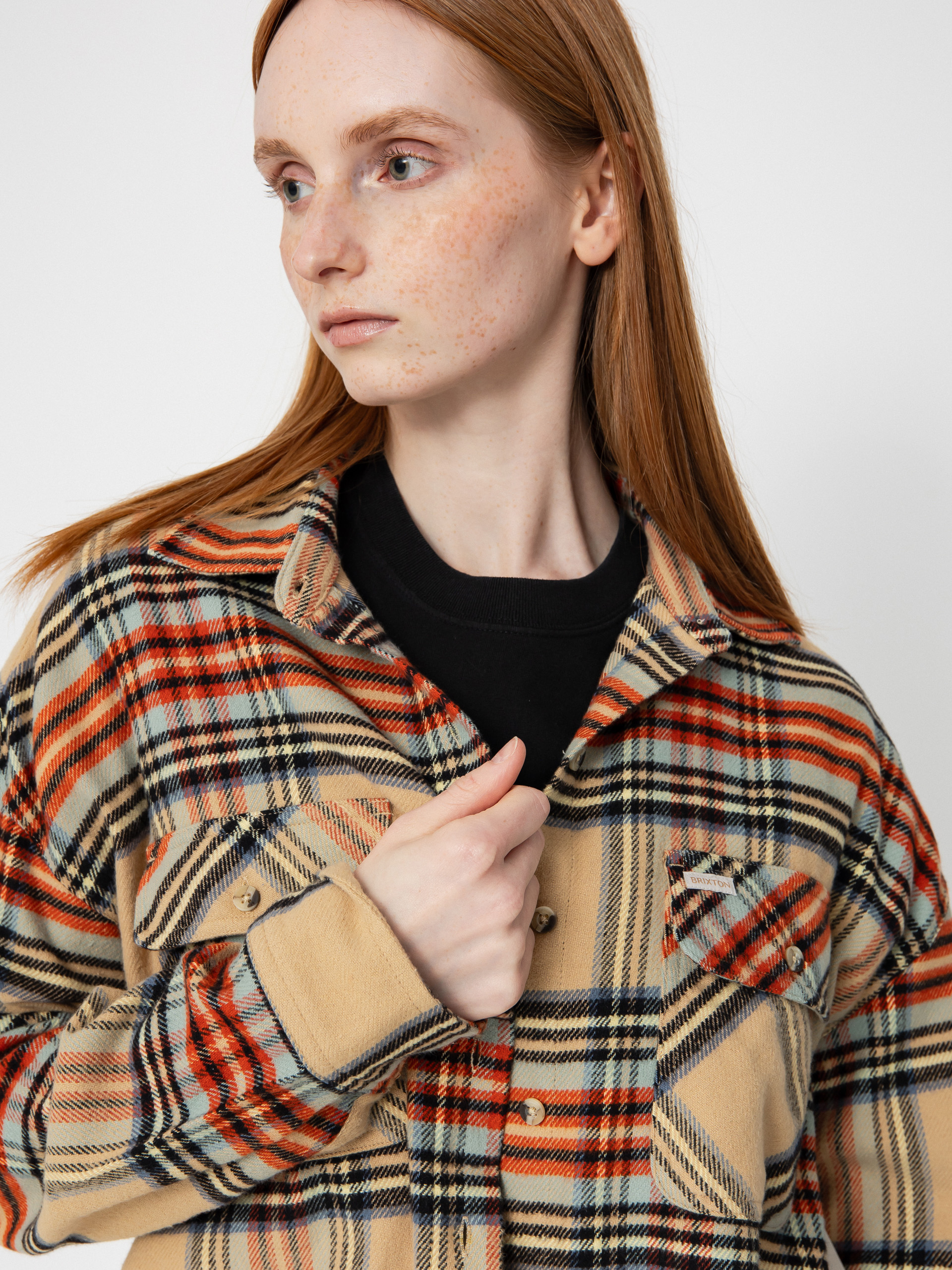 Cămașă Brixton Bowery Classic Flannel Wmn (sand/burnt brick/black plaid)