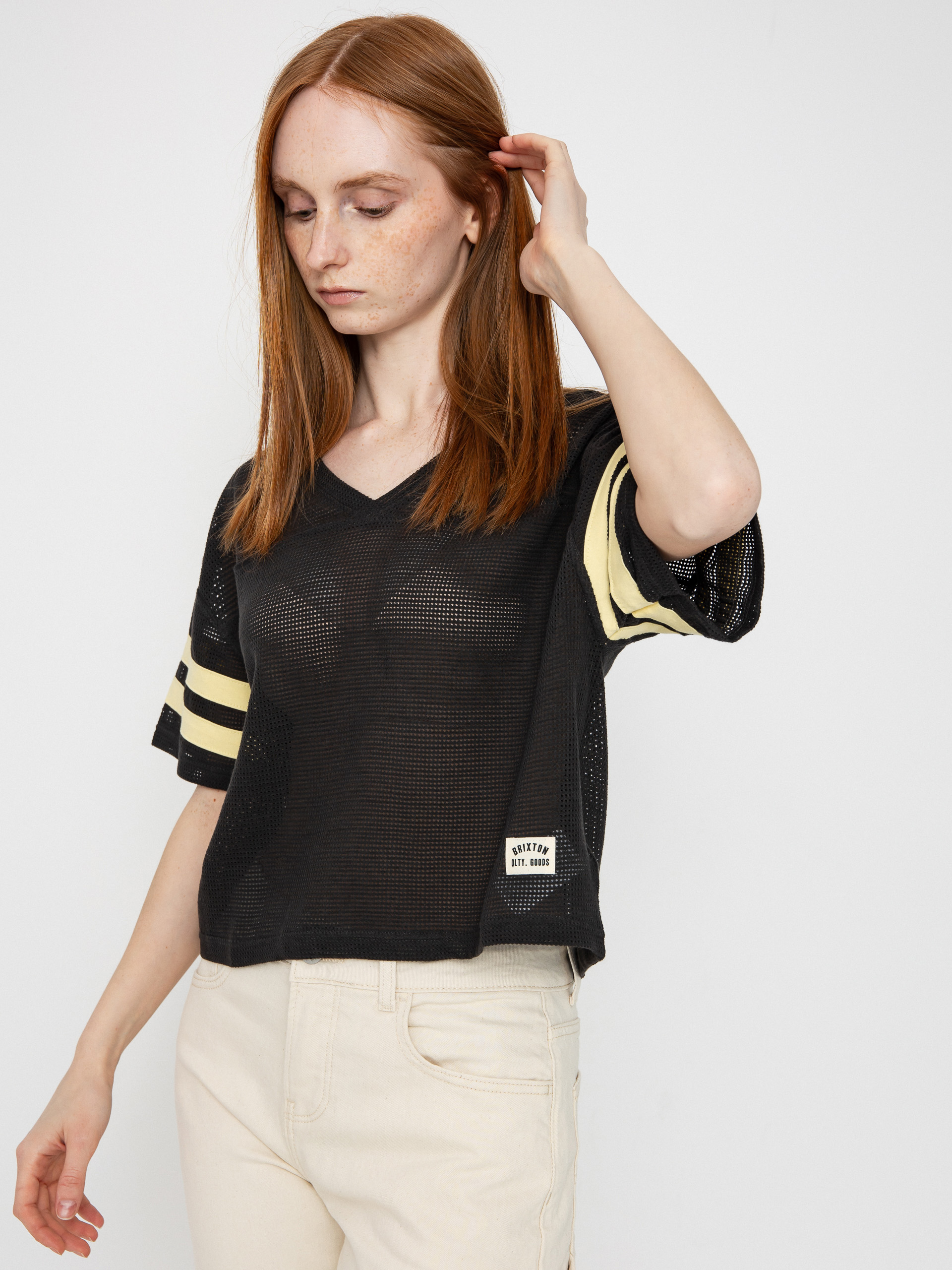 Tricou Brixton Varsity Football Mesh Wmn (washed black)