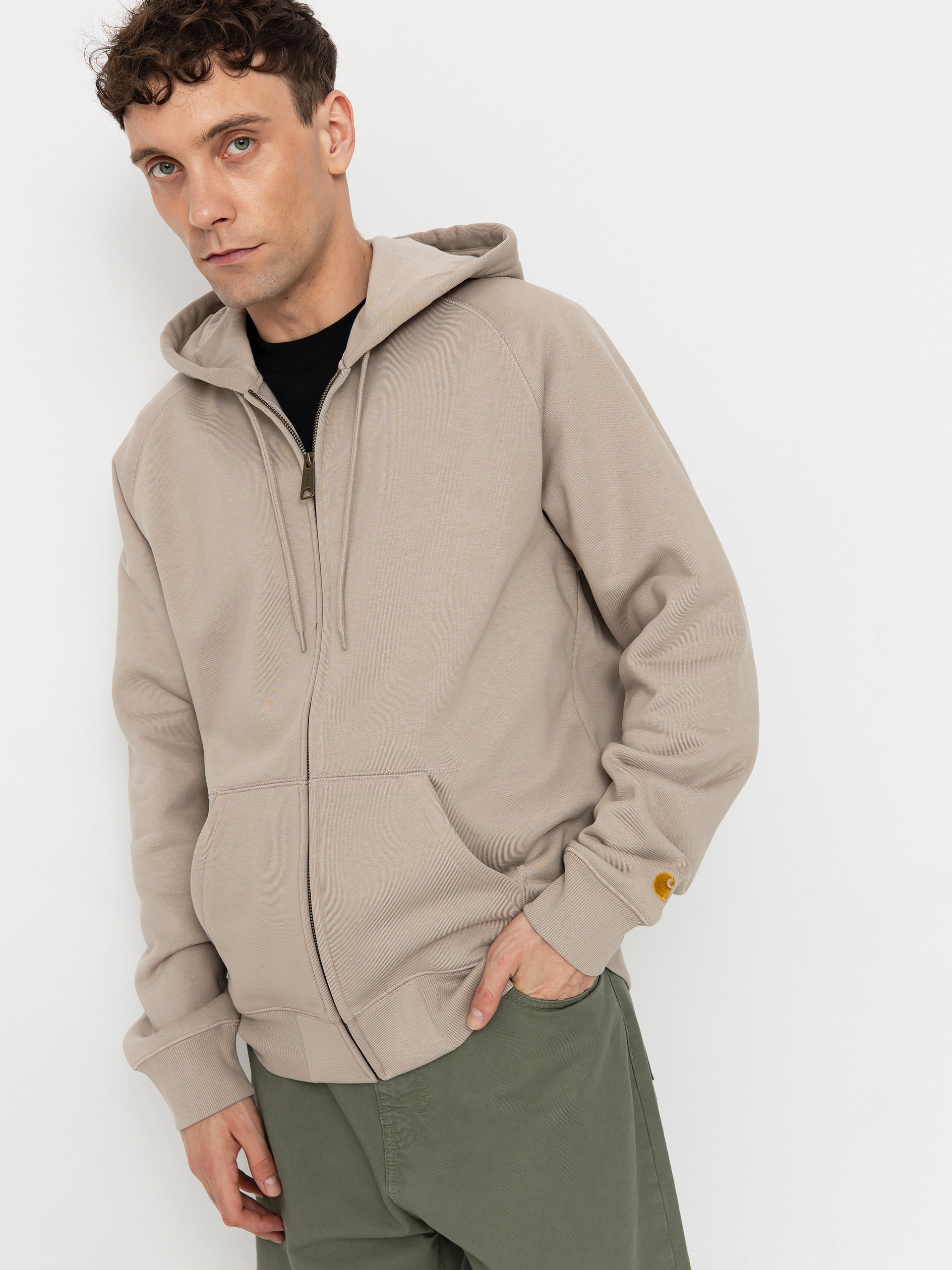 Hanorac cu glugă Carhartt WIP Chase ZHD (dusky beige/gold)