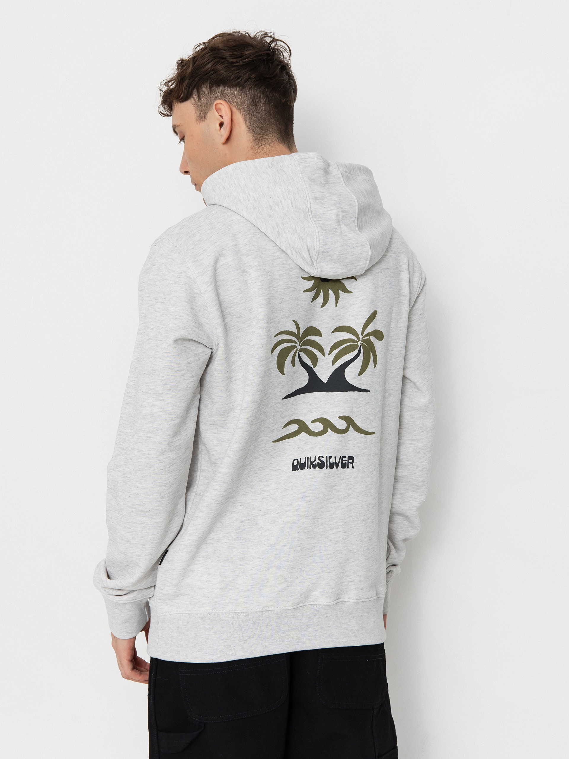 Hanorac cu glugă Quiksilver Graphic Mix HD (white marble heather)