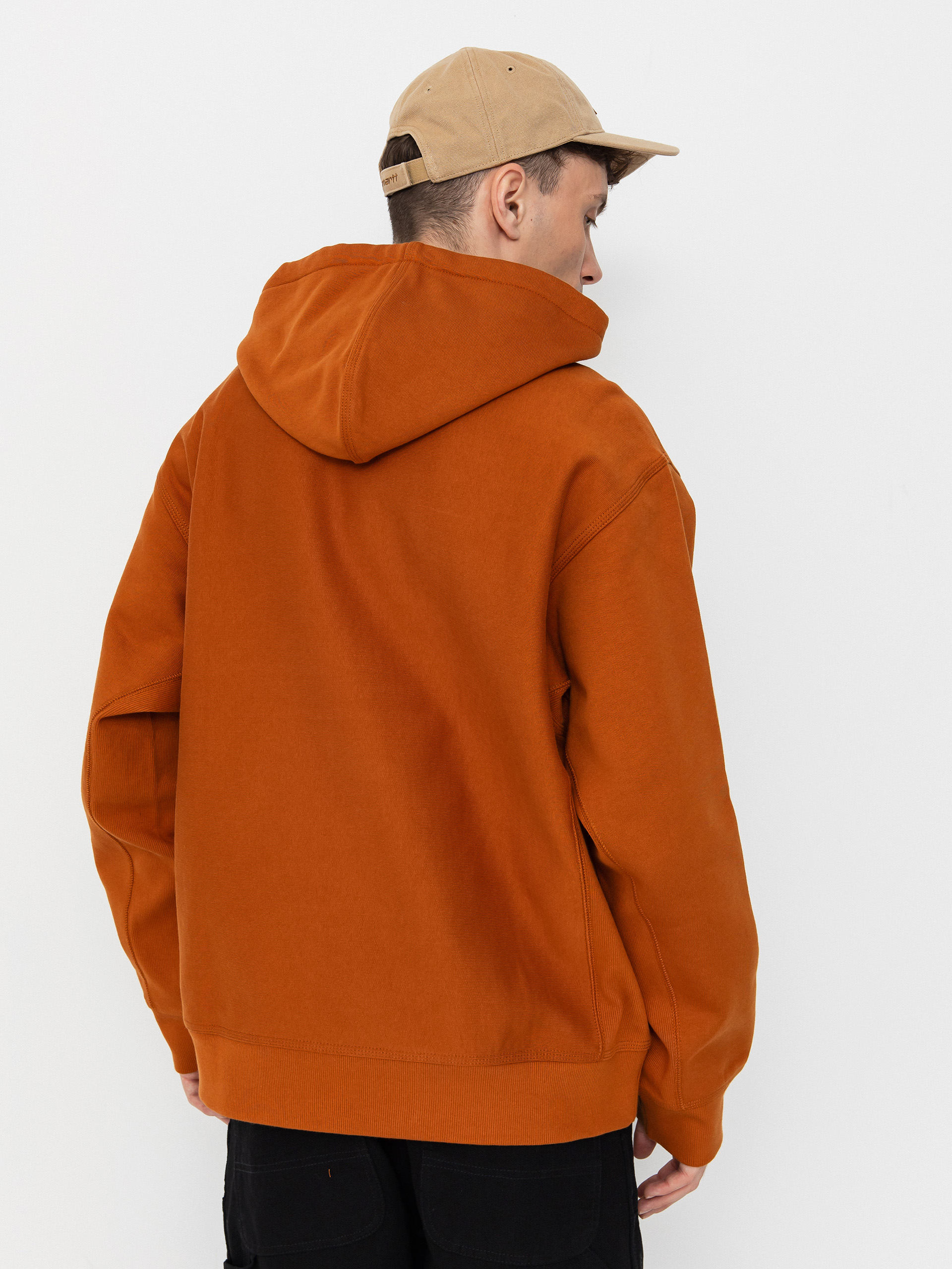 Hanorac cu glugă Carhartt WIP American Script HD (sienna)
