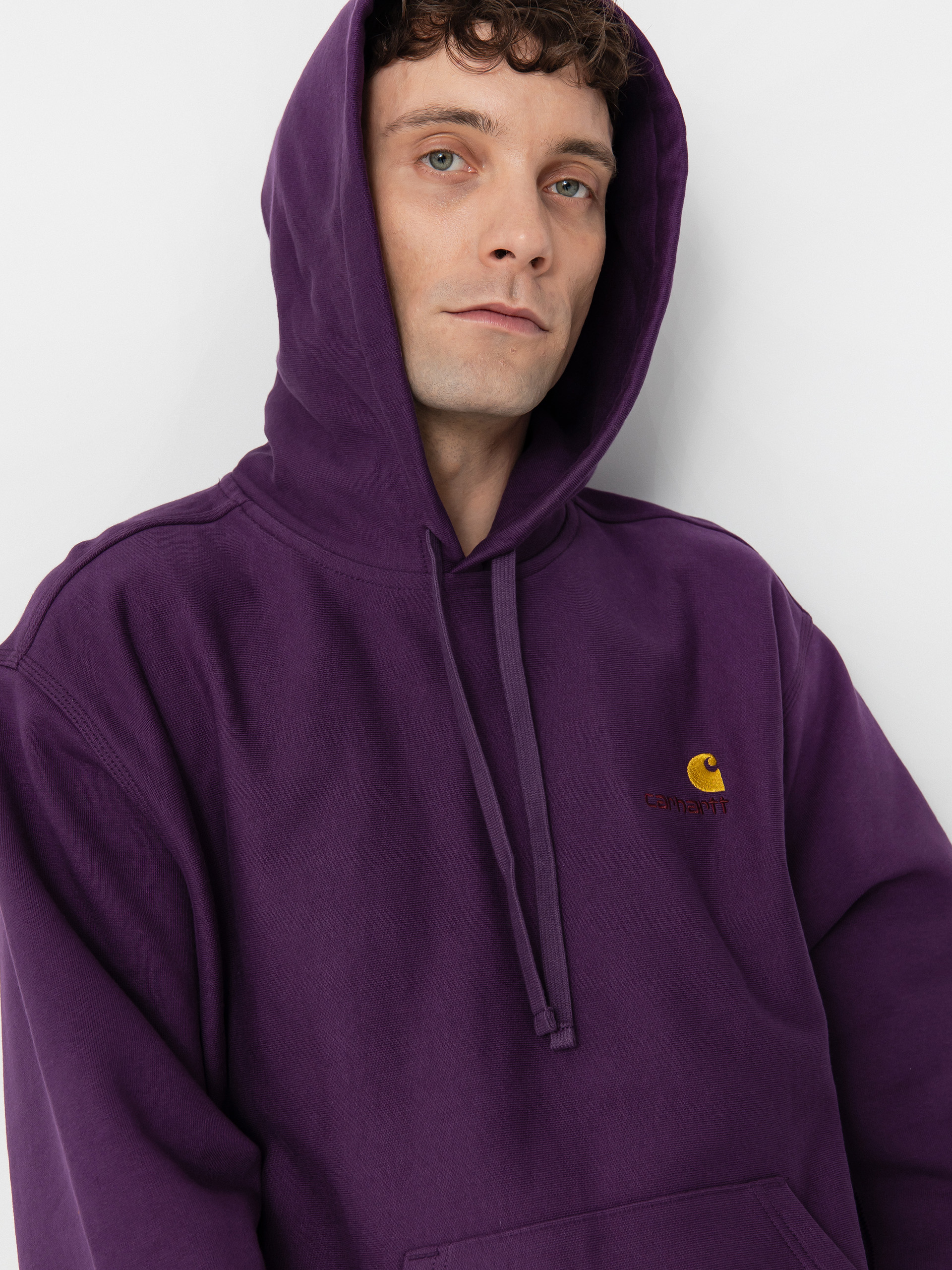 Hanorac cu glugă Carhartt WIP American Script HD (huckleberry)