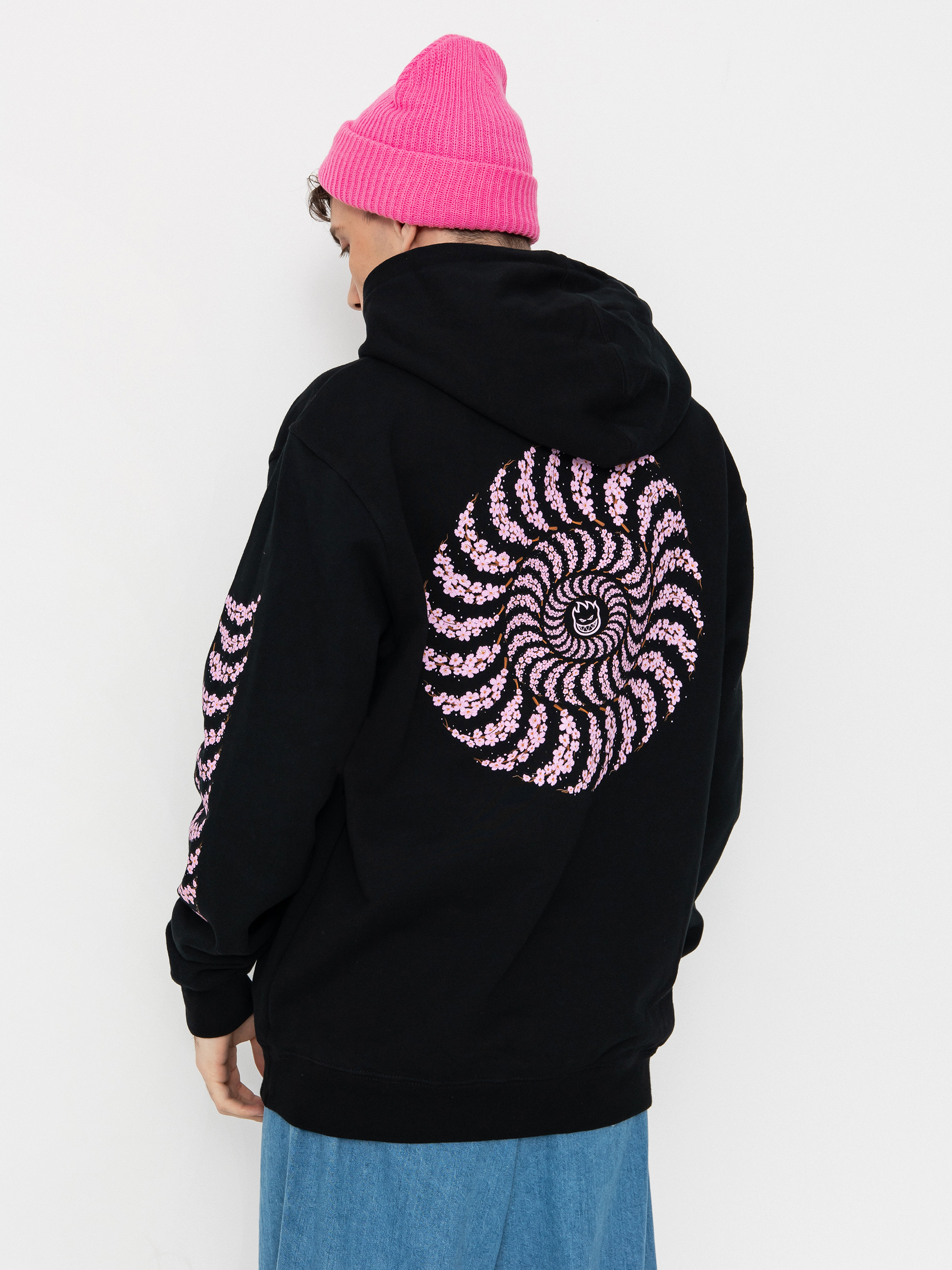 Hanorac cu glugă Spitfire Cherry Bloosom HD (black)