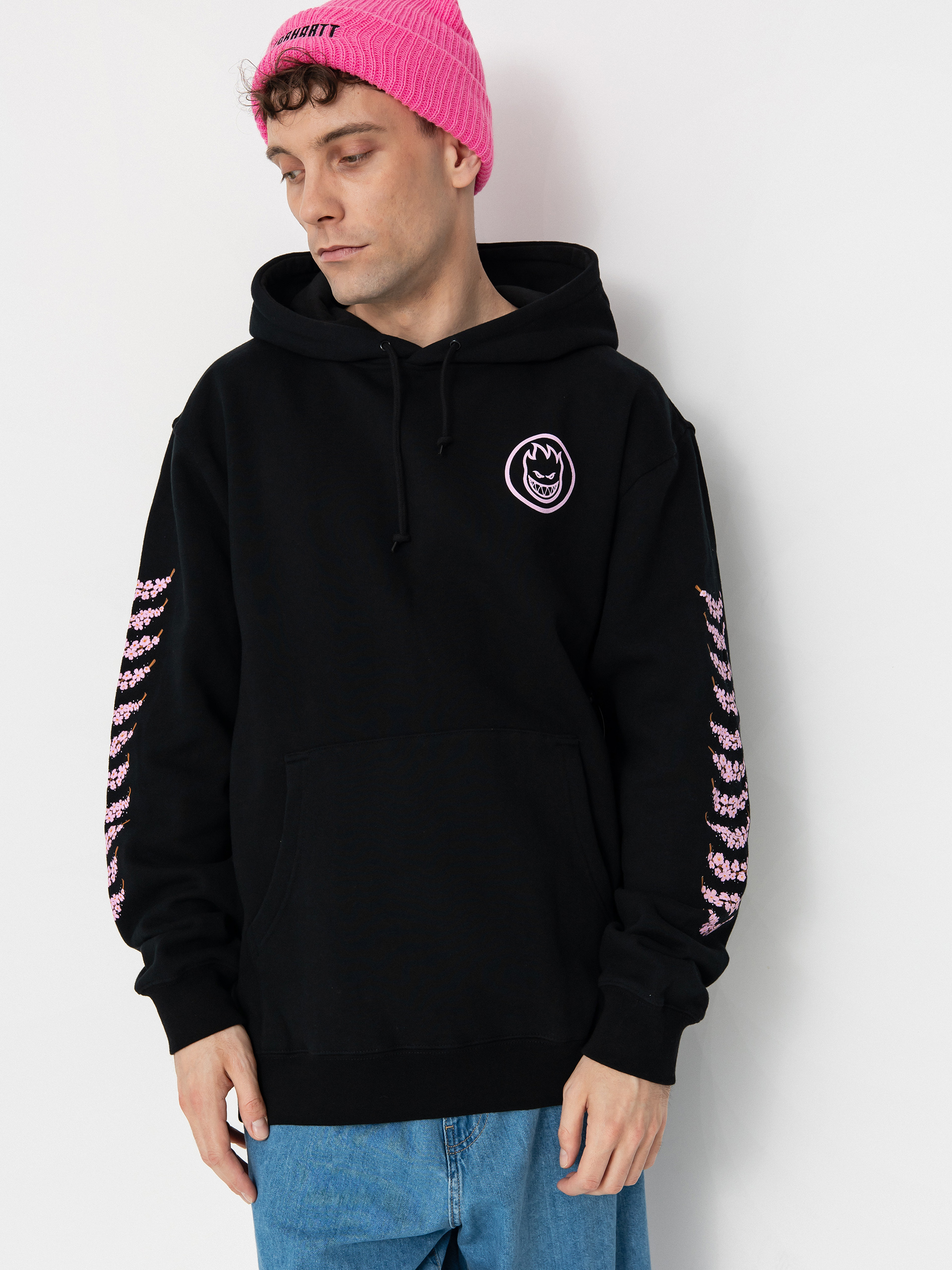 Hanorac cu glugă Spitfire Cherry Bloosom HD (black)